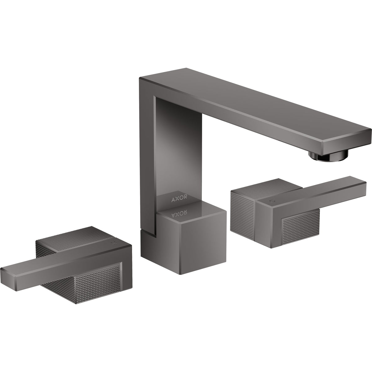 AXOR-Edge-3-hole-basin-mixer-130-with-push-open-waste-set-diamond-cut-Polished-Black-Chrome-46051330
