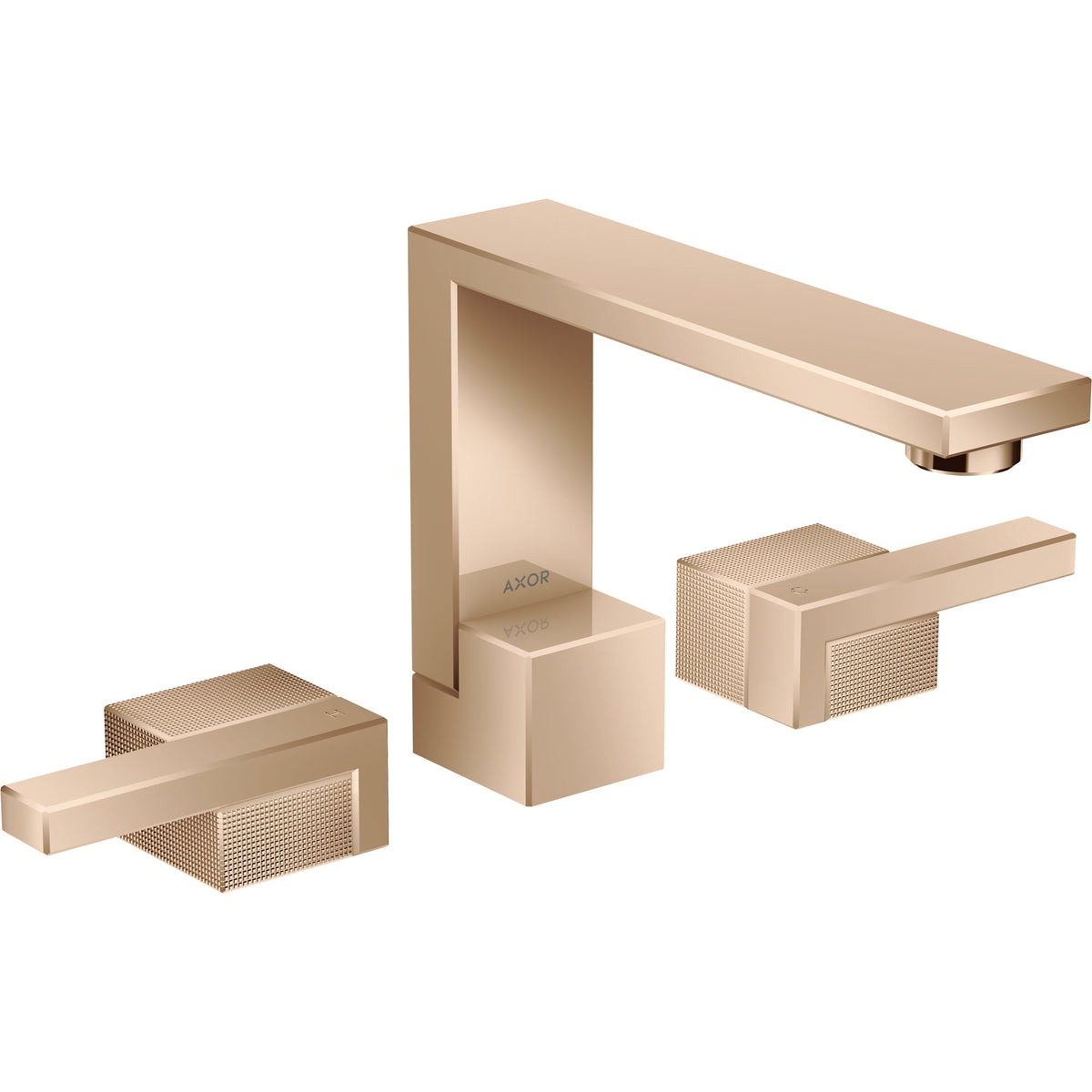 AXOR-Edge-3-hole-basin-mixer-130-with-push-open-waste-set-diamond-cut-Polished-Red-Gold-46051300