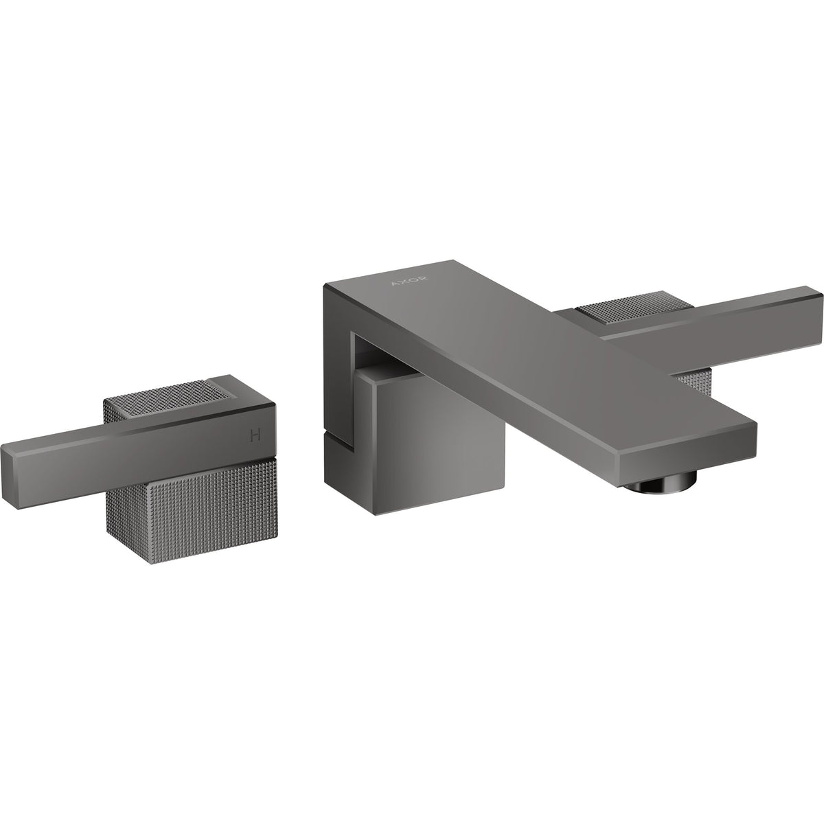 AXOR-Edge-3-hole-basin-mixer-for-concealed-installation-wall-mounted-with-spout-190-mm-and-push-open-waste-set-diamond-cut-Polished-Black-Chrome-46061330