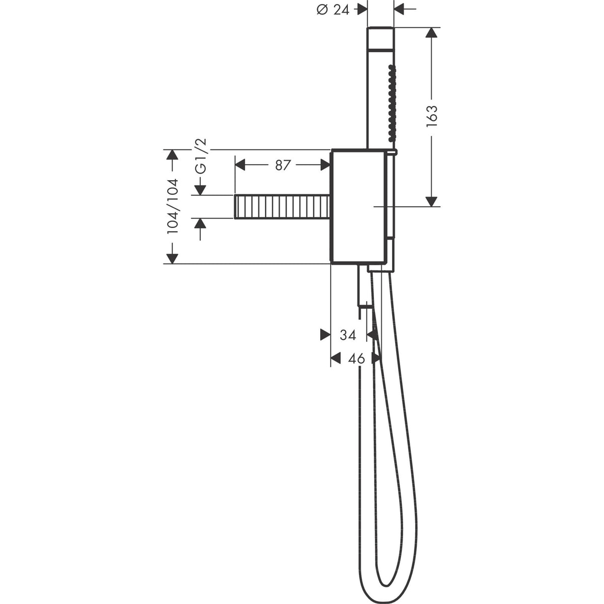 AXOR-Edge-Porter-unit-with-baton-hand-shower-2jet-and-shower-hose-diamond-cut-46521-technical-02