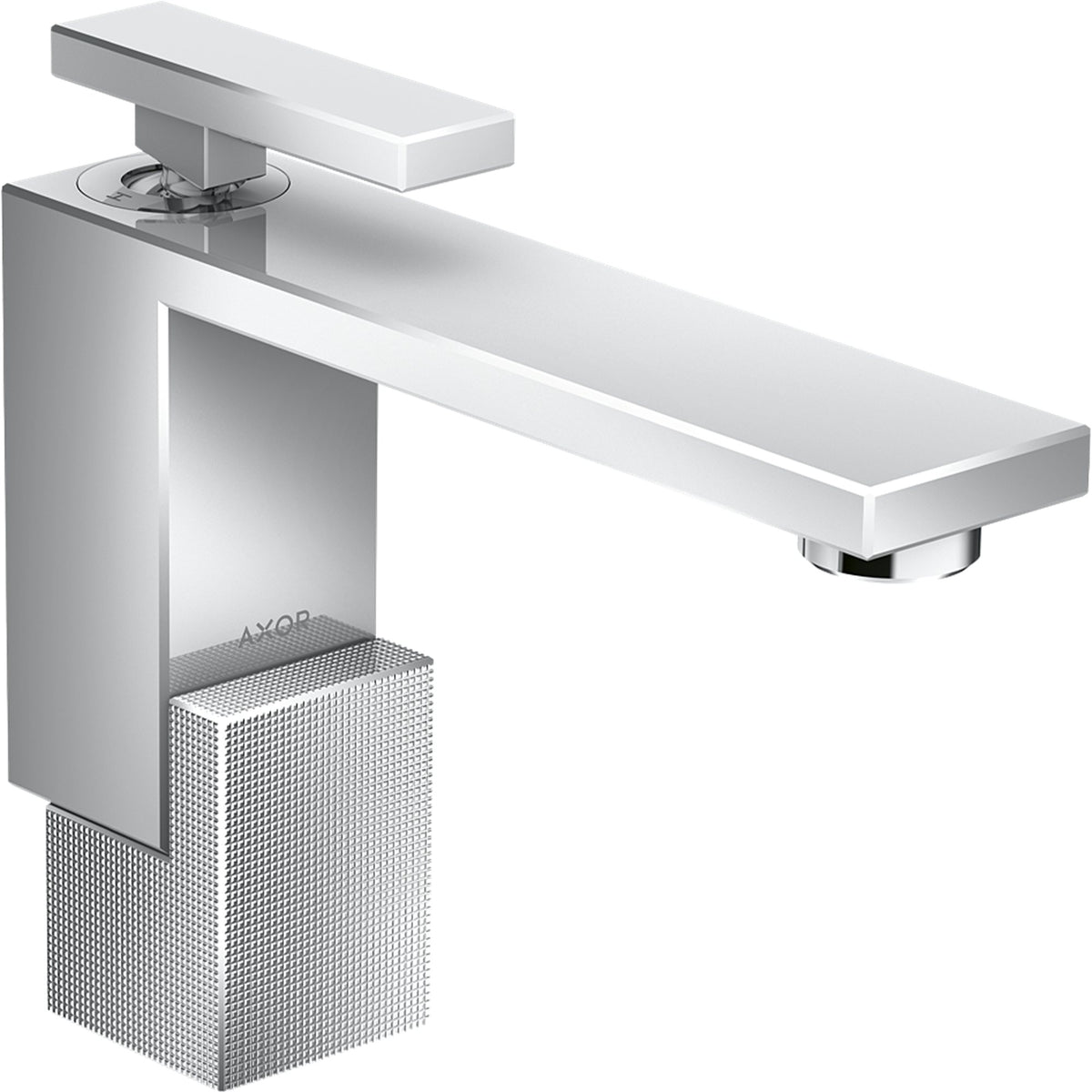 AXOR-Edge-Single-lever-basin-mixer-130-with-push-open-waste-set-diamond-cut-Chrome-46011000