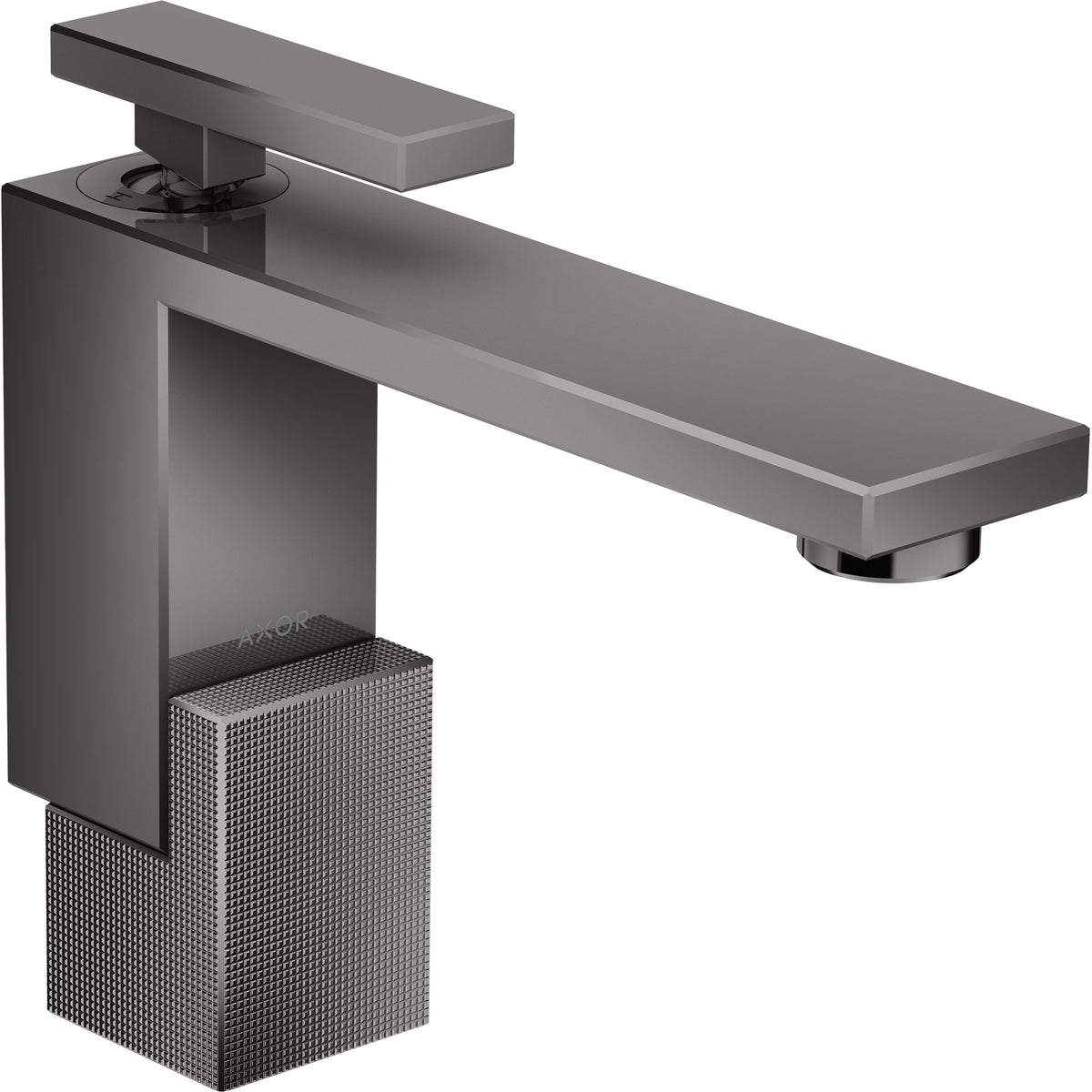 AXOR-Edge-Single-lever-basin-mixer-130-with-push-open-waste-set-diamond-cut-Polished-Black-Chrome-46011330