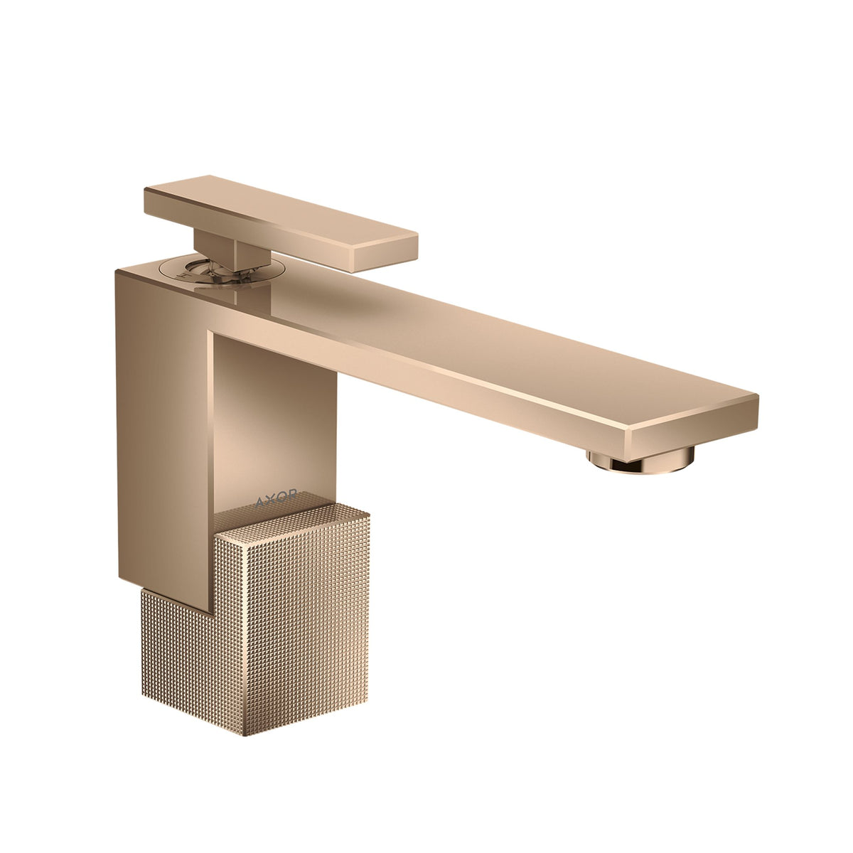 AXOR-Edge-Single-lever-basin-mixer-130-with-push-open-waste-set-diamond-cut-Polished-Red-Gold-46011300