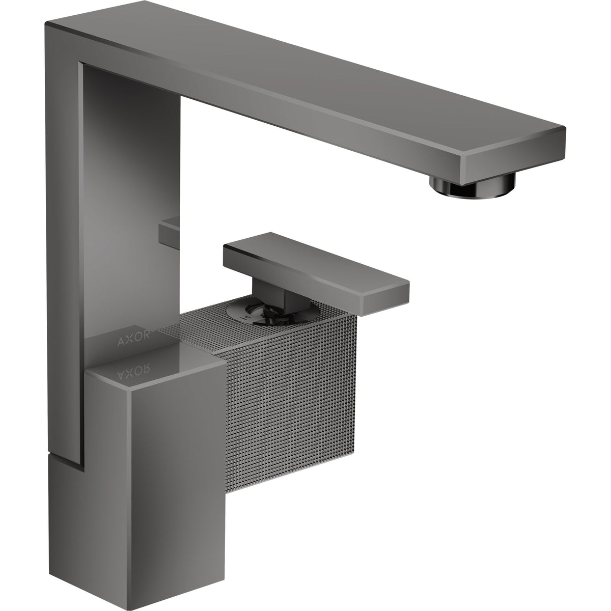 AXOR-Edge-Single-lever-basin-mixer-190-with-push-open-waste-set-diamond-cut-Polished-Black-Chrome-46021330
