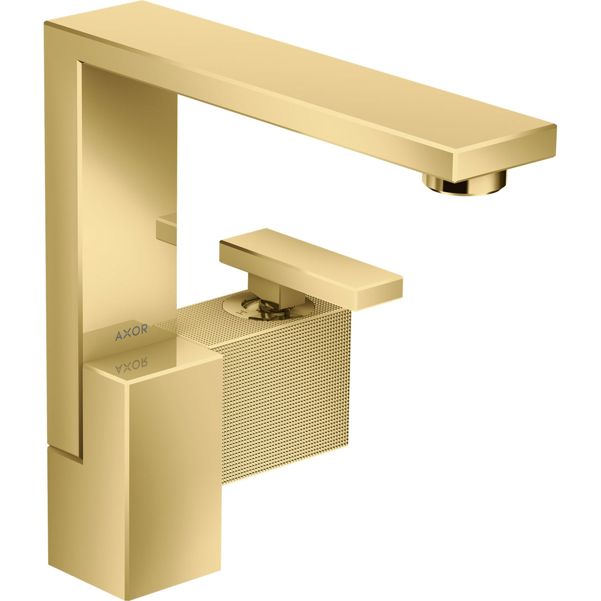 AXOR-Edge-Single-lever-basin-mixer-190-with-push-open-waste-set-diamond-cut-Polished-Gold-Optic-46021990