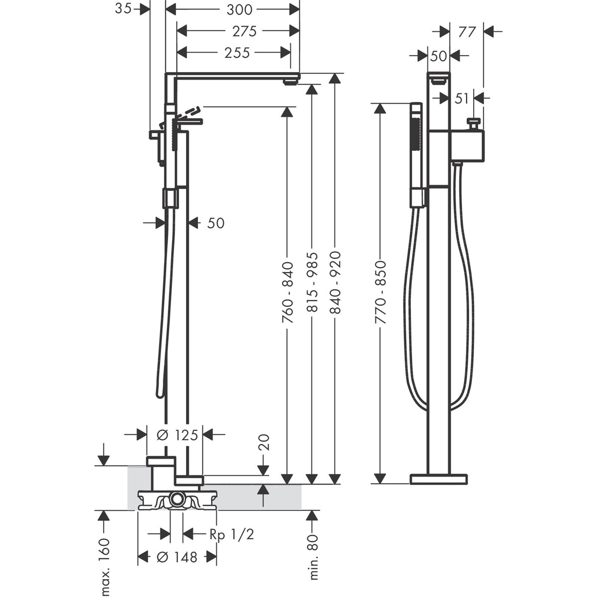 AXOR-Edge-Single-lever-bath-mixer-floor-standing-diamond-cut-46441-technical-02