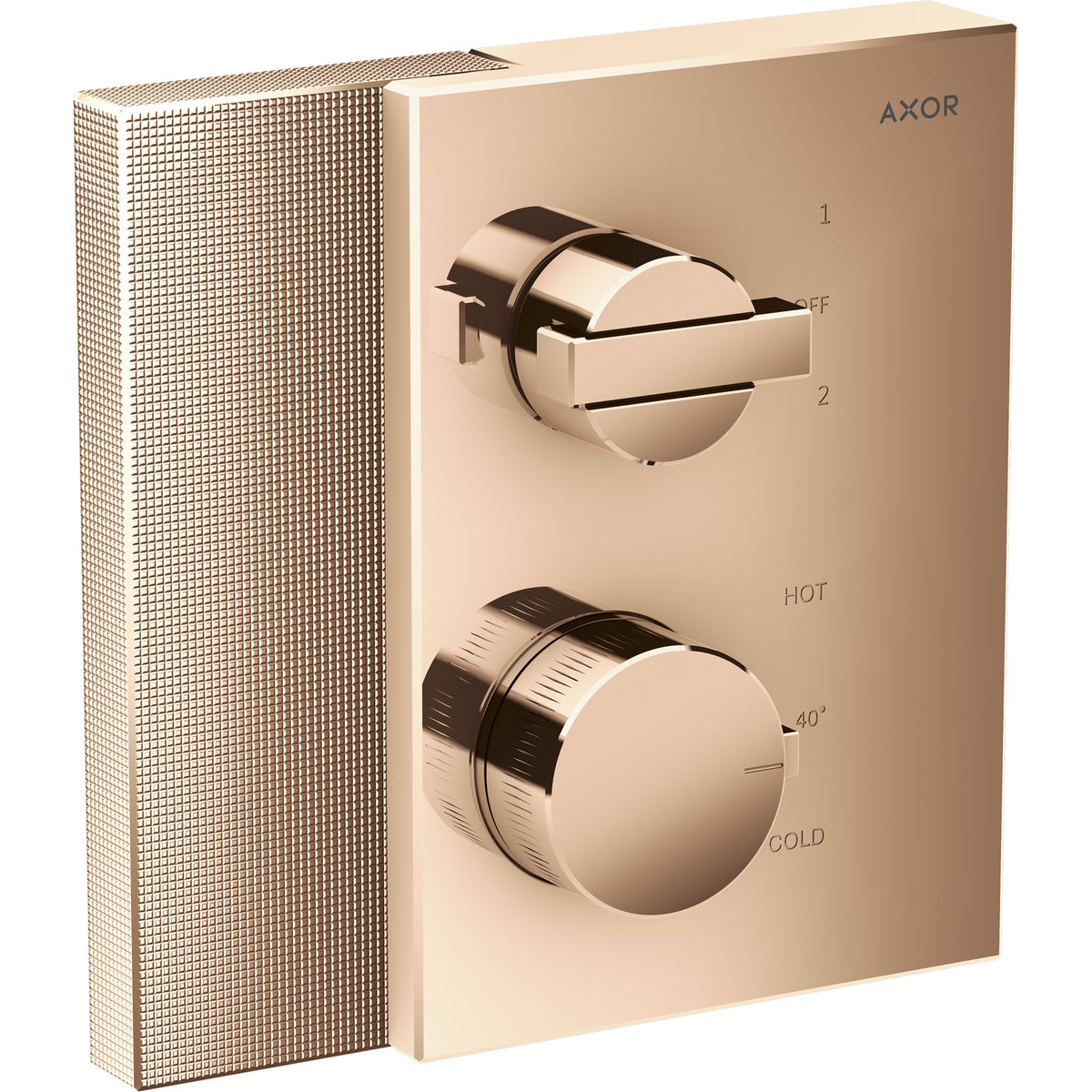 AXOR-Edge-Thermostat-for-concealed-installation-with-shut-off-diverter-valve-diamond-cut-Polished-Red-Gold-46761300