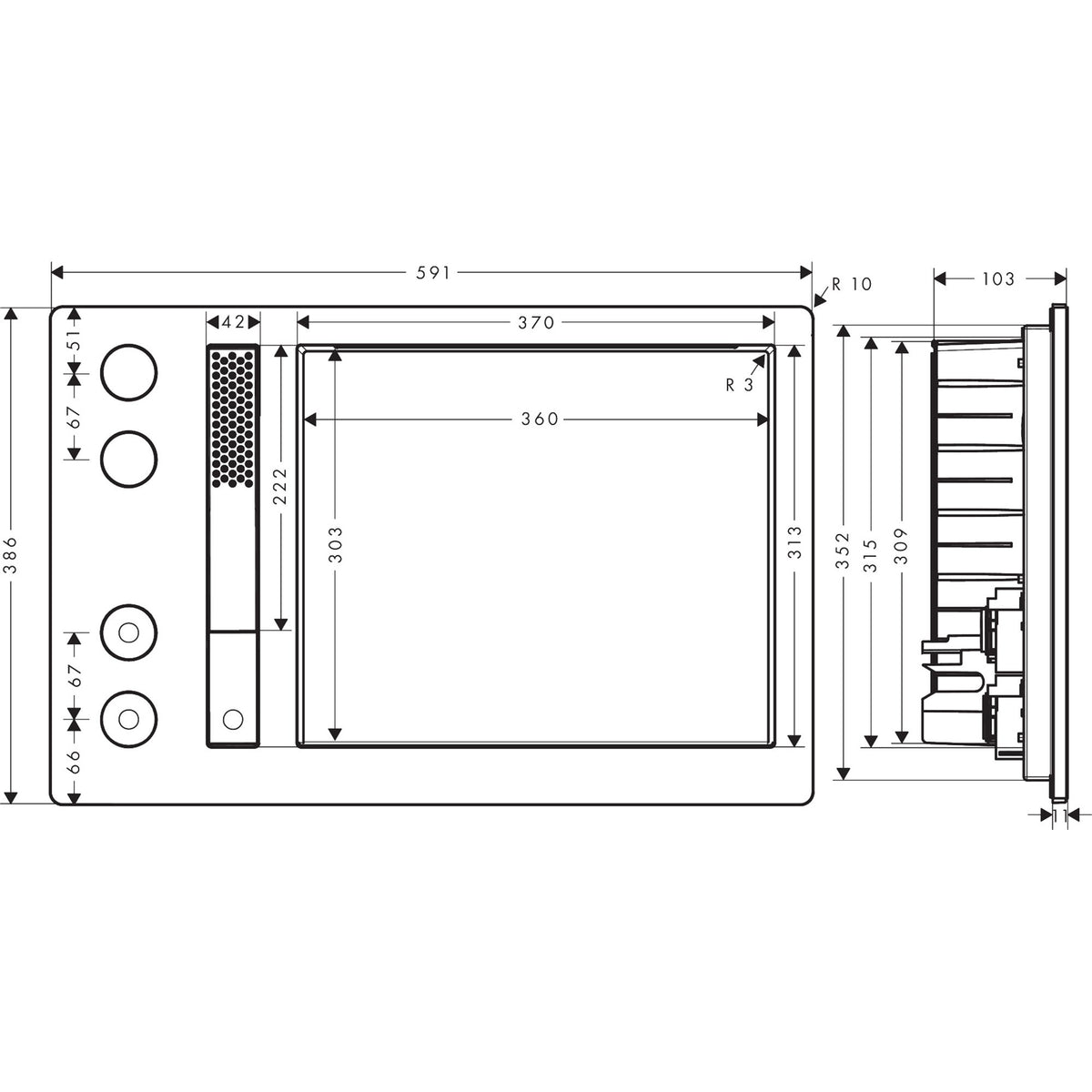 AXOR-Incava-Shower-system-600-390-with-thermostat-for-2-functions-35754-technical-02