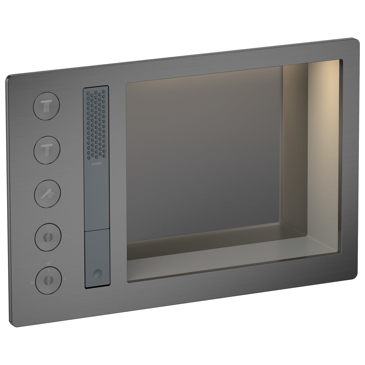 AXOR-Incava-Shower-system-600-390-with-thermostat-for-3-functions-for-version-with-light-Brushed-Black-Chrome-35740340
