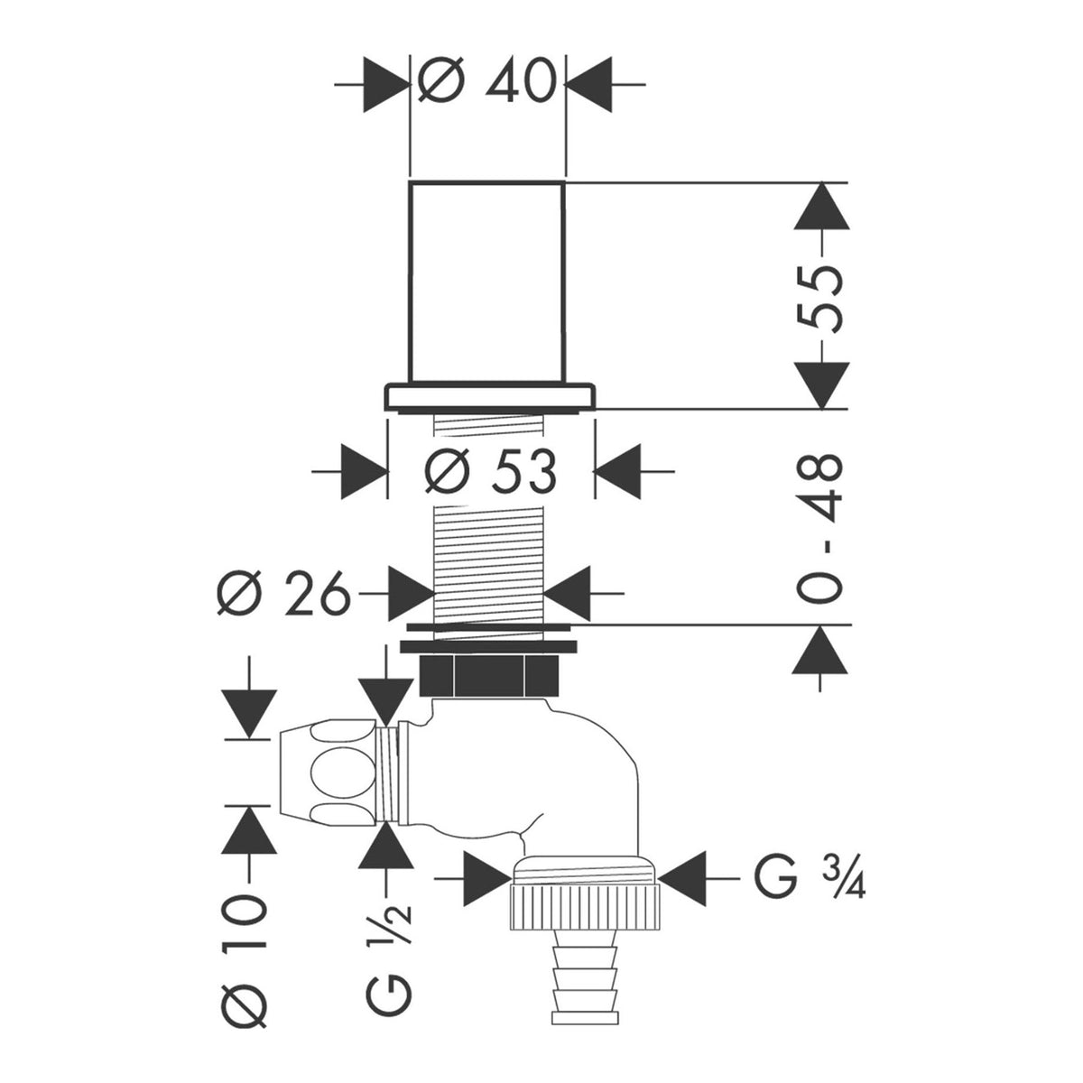 AXOR Kitchen device shut off valve 10823 technical 01