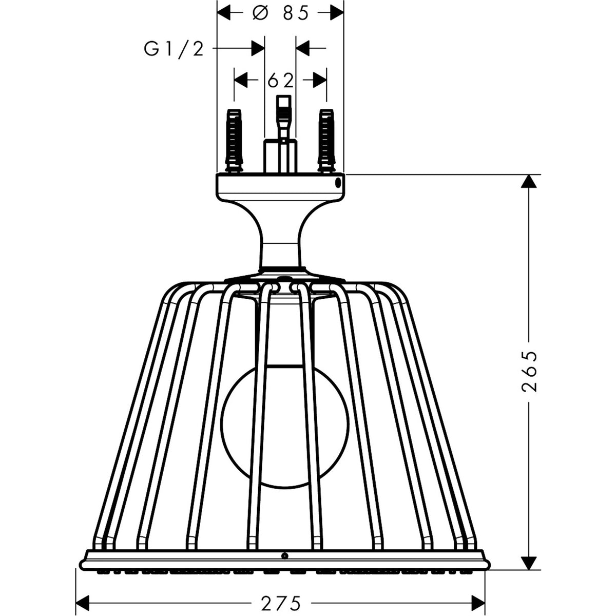 AXOR-LampShower-Nendo-LampShower-275-1jet-with-ceiling-connector-26032-technical-01