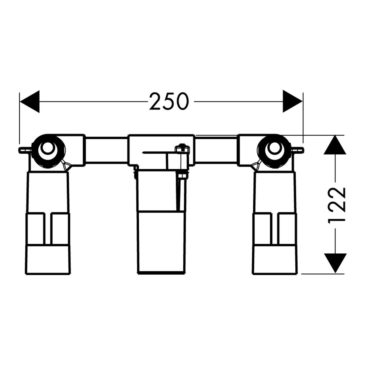 AXOR Massaud Basic set for 3-hole basin mixer for concealed installation wall-mounted Scale drawing / שרטוט מידות