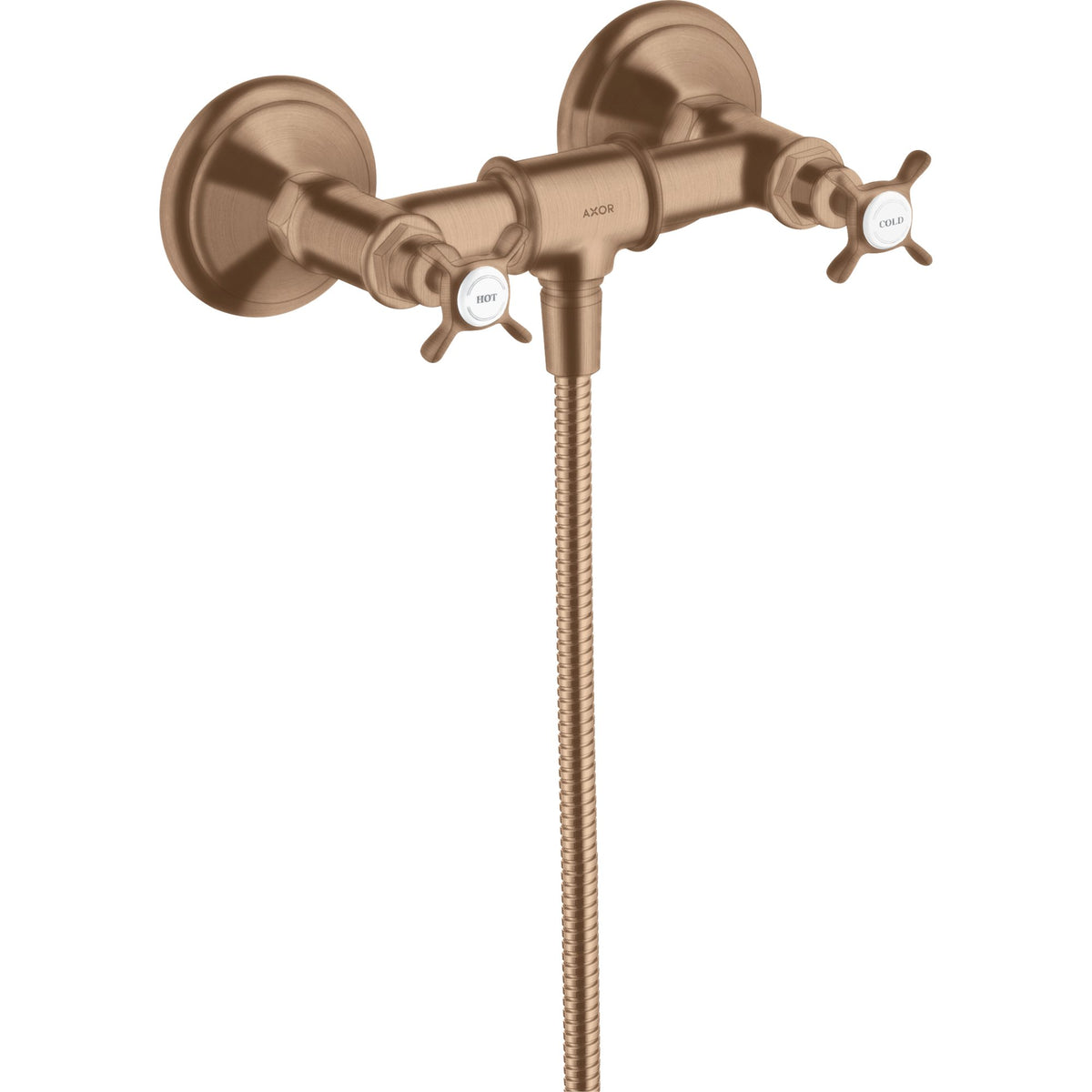 AXOR-Montreux-2-handle-shower-mixer-for-exposed-installation-with-cross-handles-Brushed-Red-Gold-16560310