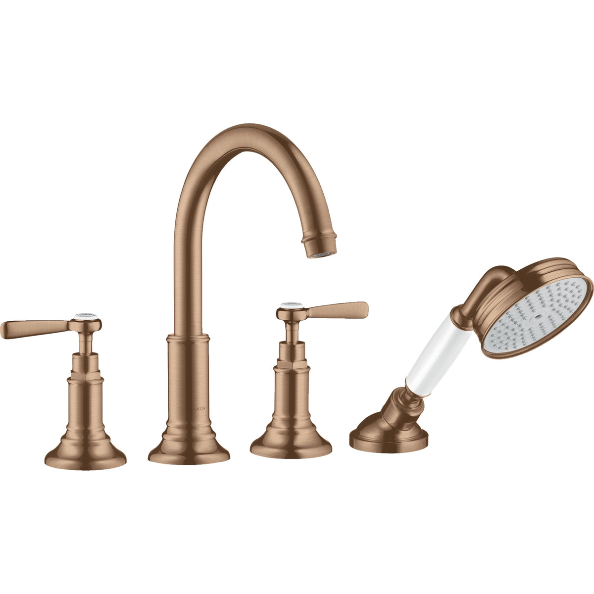 AXOR-Montreux-4-hole-tile-mounted-bath-mixer-with-lever-handles-Brushed-Red-Gold-16554310