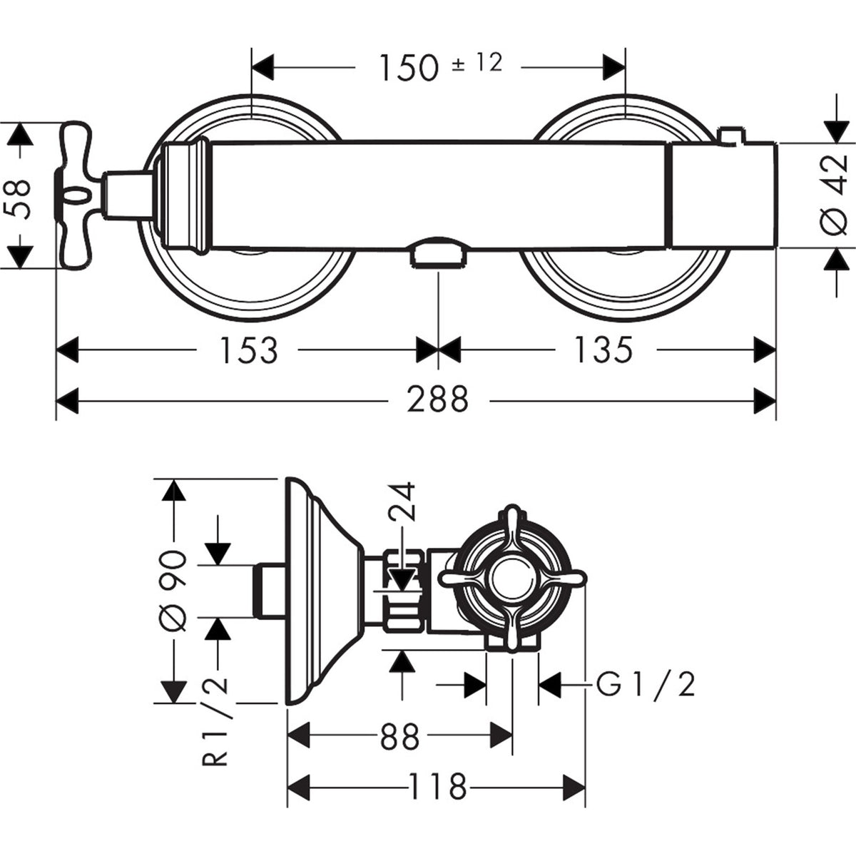 AXOR-Montreux-Shower-thermostat-for-exposed-installation-with-cross-handle-16261-technical-04