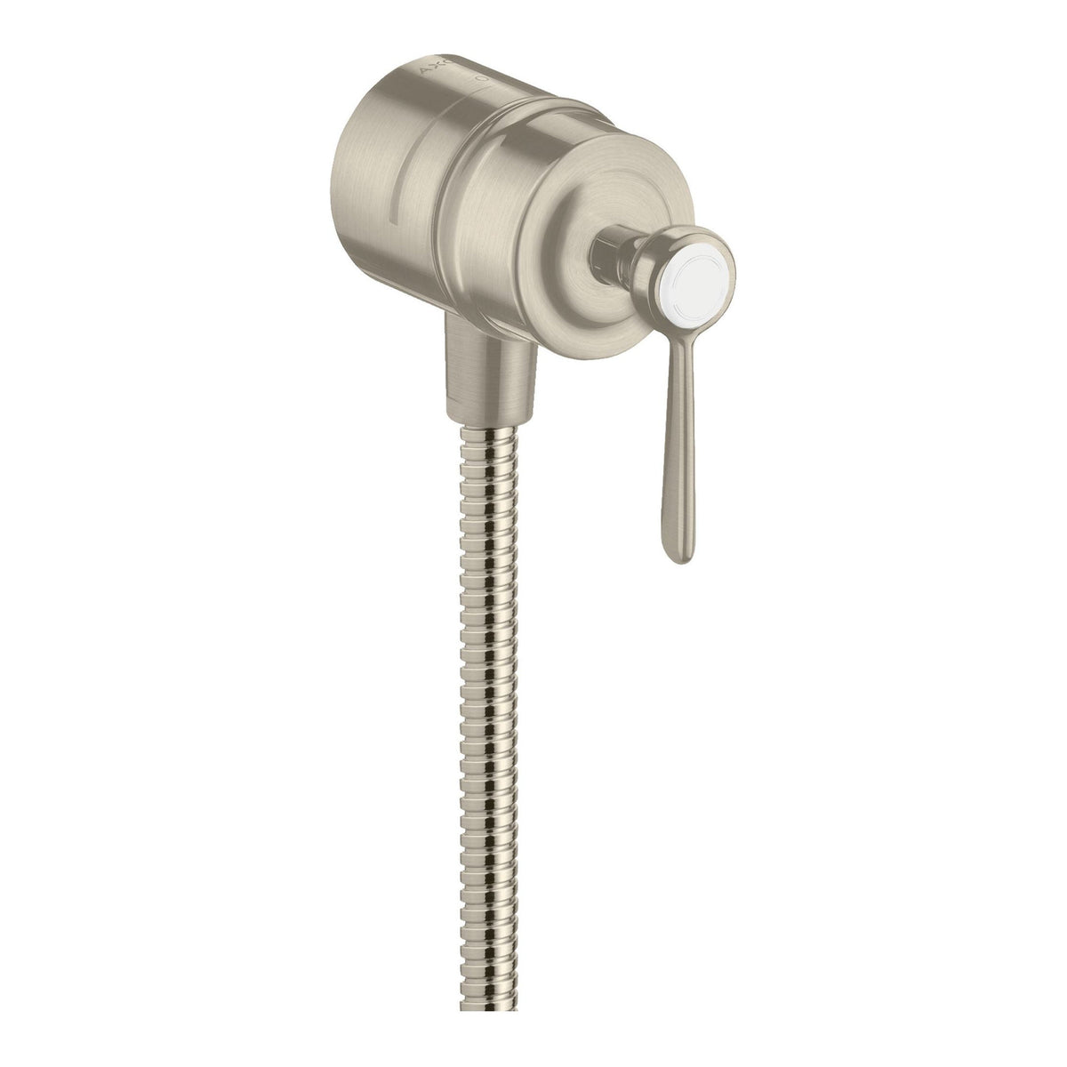 AXOR Montreux Wall outlet stop with non return valve shut off valve and lever handle Brushed Nickel 16883820