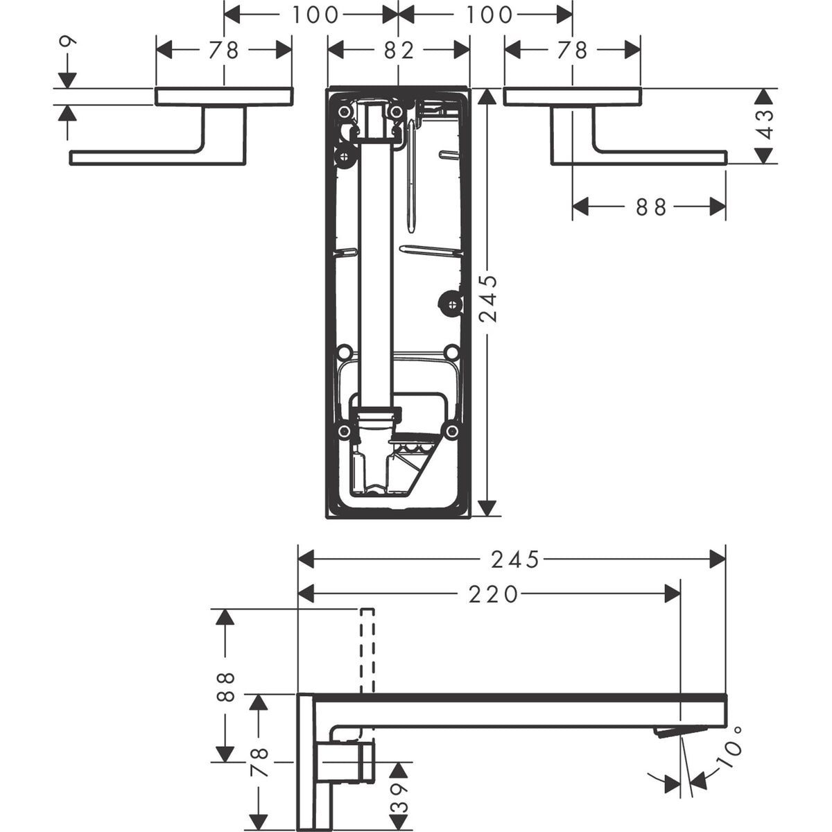 AXOR-MyEdition-3-hole-basin-mixer-for-concealed-installation-wall-mounted-with-spout-221-mm-lever-handles-without-plate-47082-technical-01