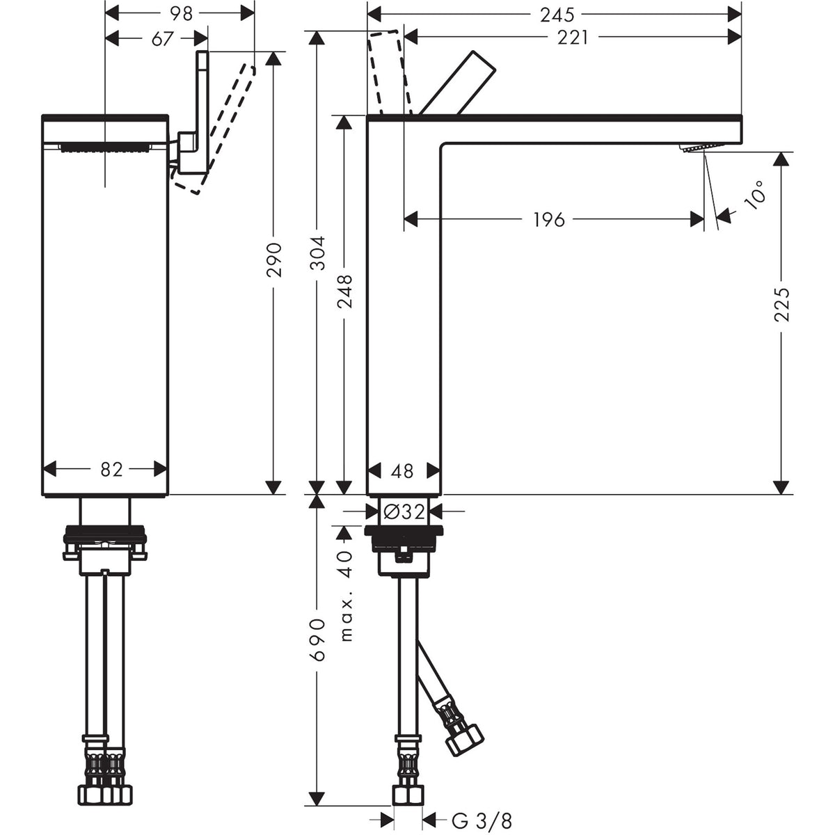 AXOR-MyEdition-Single-lever-basin-mixer-230-for-wash-bowls-with-push-open-waste-set-without-plate-47022-technical-02