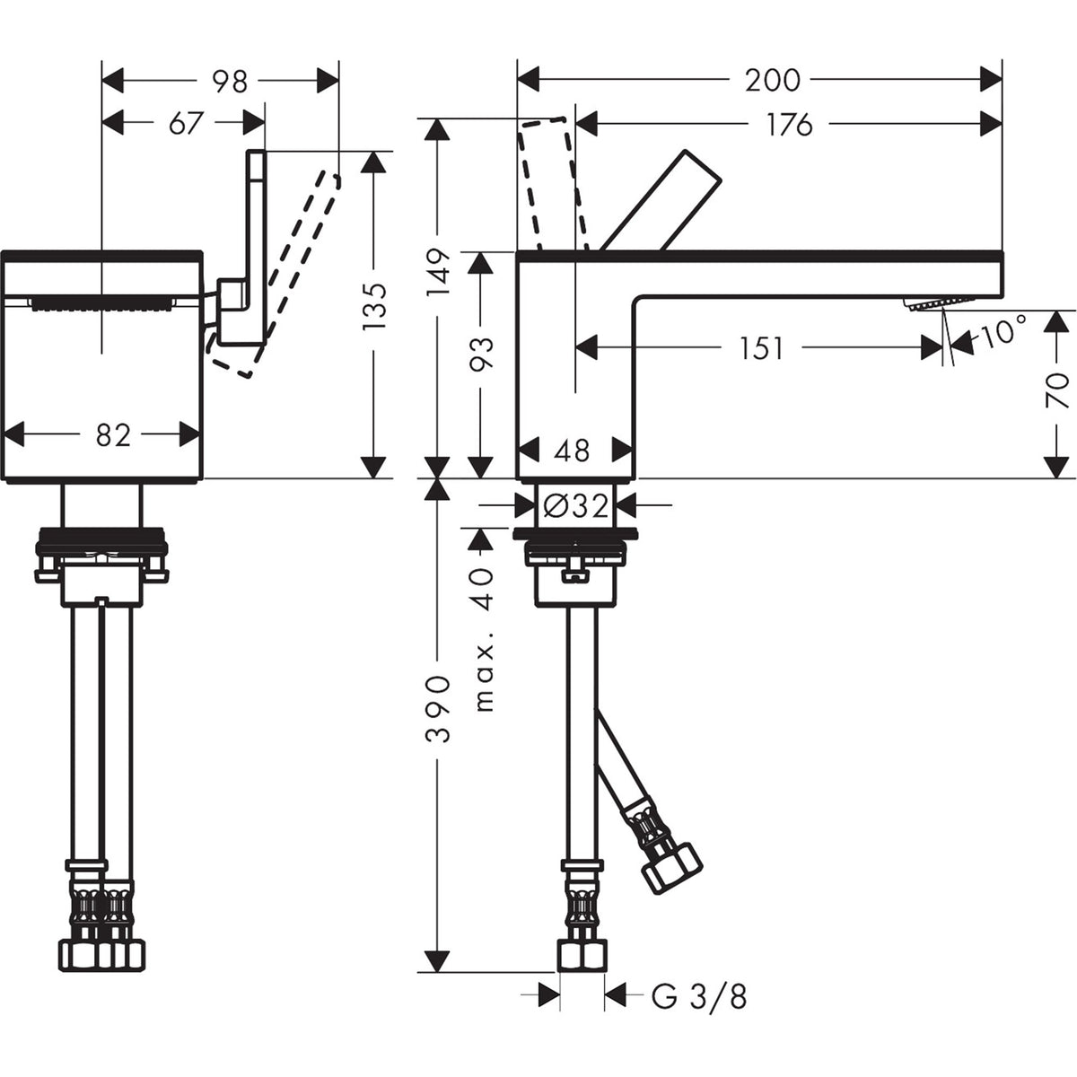 AXOR-MyEdition-Single-lever-basin-mixer-70-with-push-open-waste-set-without-plate-47012-technical-02