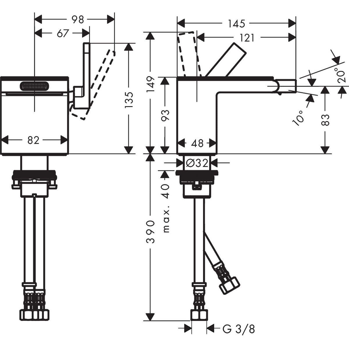 AXOR-MyEdition-Single-lever-bidet-mixer-with-push-open-waste-set-47210-technical-02