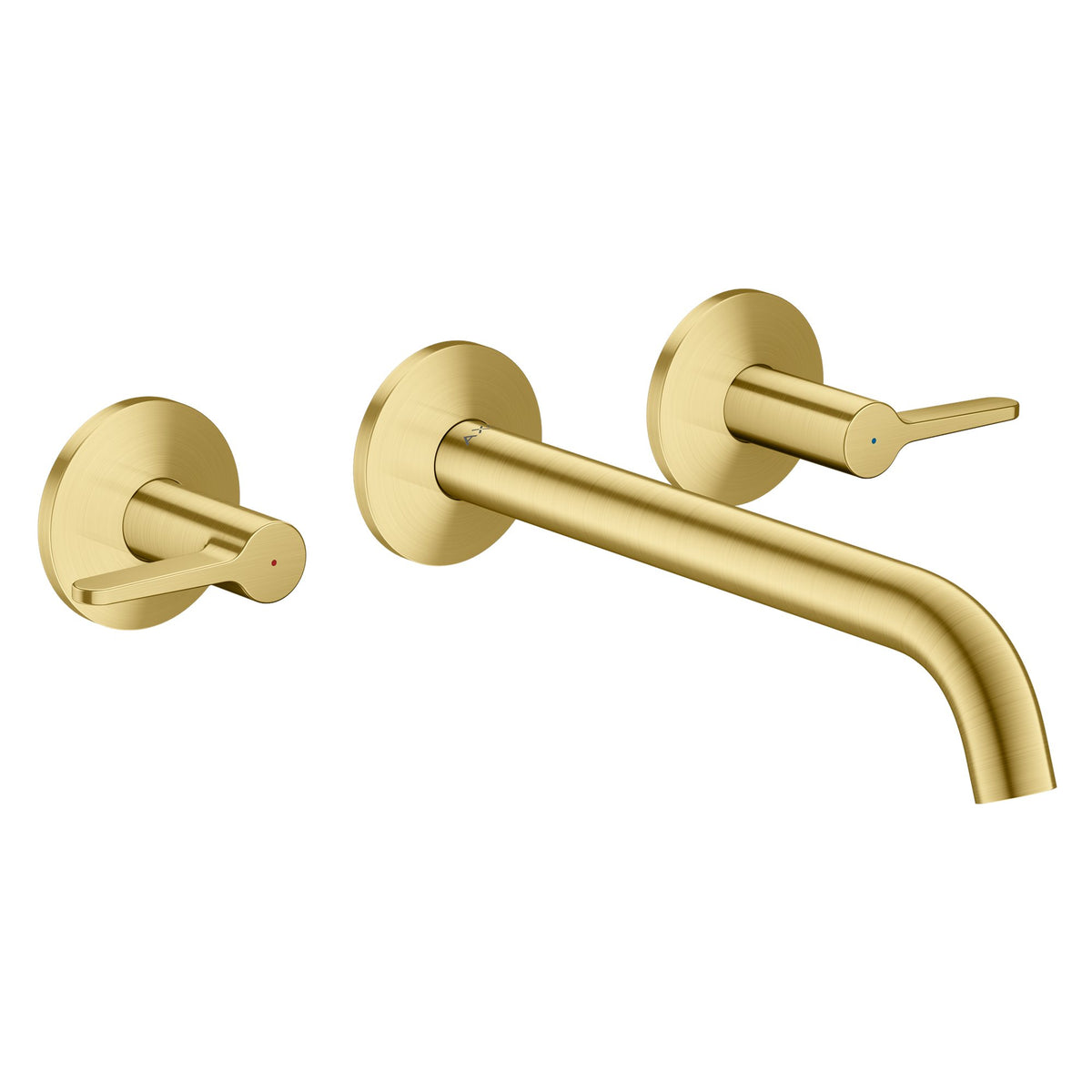 AXOR-One-3-hole-basin-mixer-for-concealed-installation-wall-mounted-with-spout-220-mm-and-lever-handles-Brushed-Brass-48160950