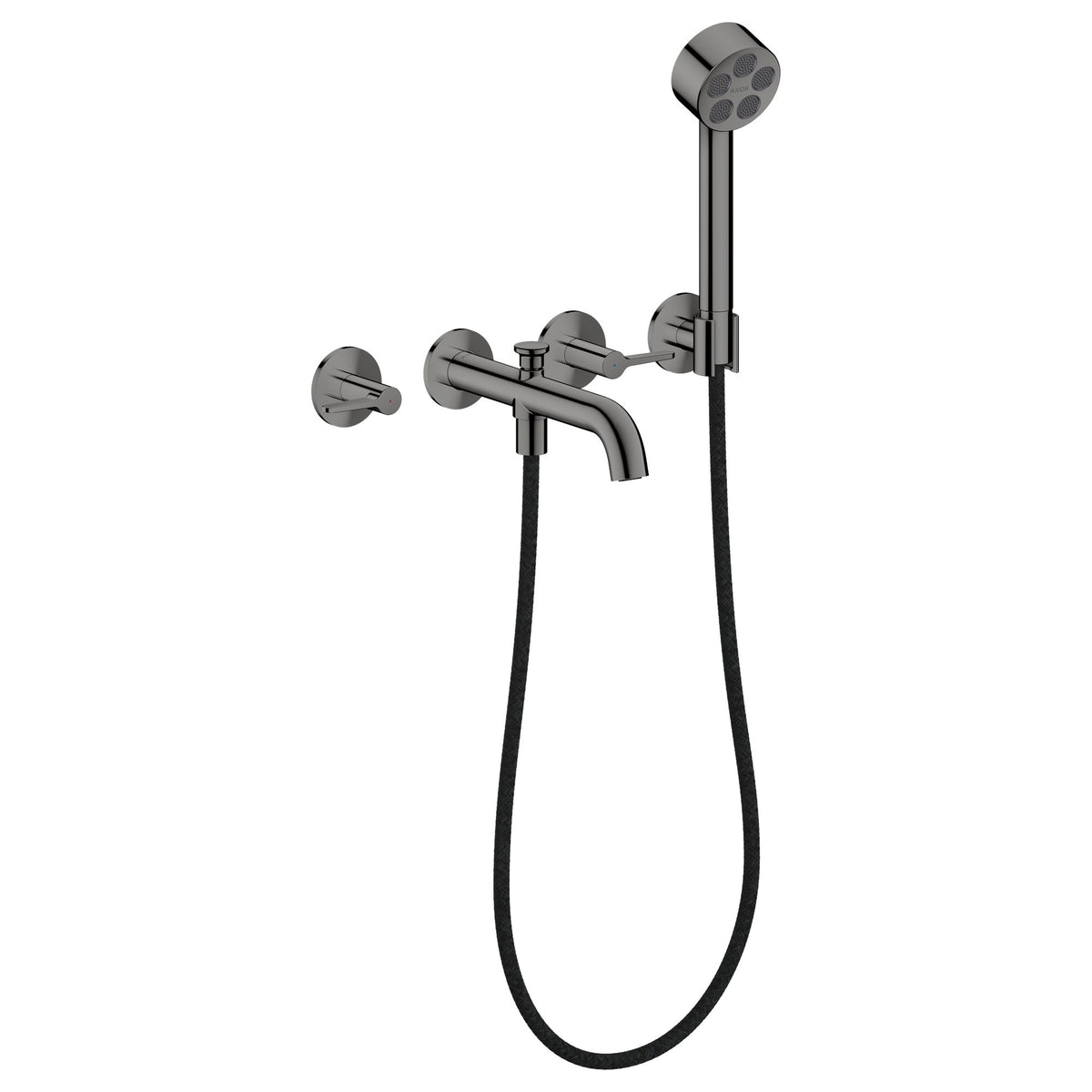 AXOR-One-3-hole-bath-mixer-for-concealed-installation-wall-mounted-with-lever-handles-and-hand-shower-Polished-Black-Chrome-48444330