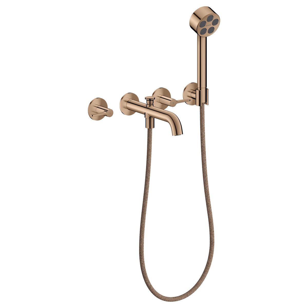 AXOR-One-3-hole-bath-mixer-for-concealed-installation-wall-mounted-with-lever-handles-and-hand-shower-Polished-Red-Gold-48444300