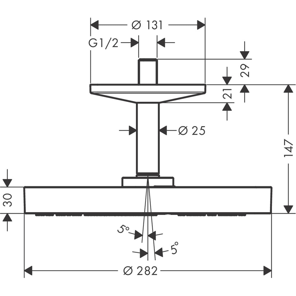 AXOR-One-Overhead-shower-280-1jet-with-ceiling-connection-48493-technical-02