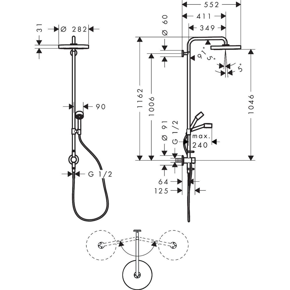 AXOR-One-Showerpipe-with-thermostat-and-overhead-shower-280-1jet-for-concealed-installation-48796-technical-01