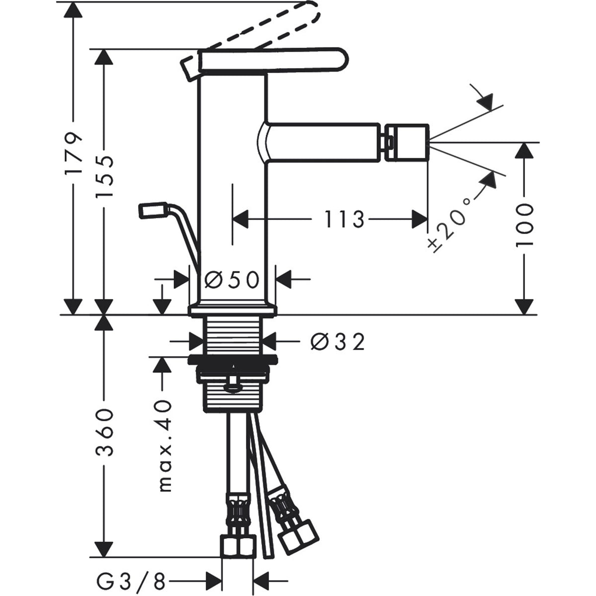AXOR-One-Single-lever-bidet-mixer-with-pop-up-waste-set-48210-technical-01