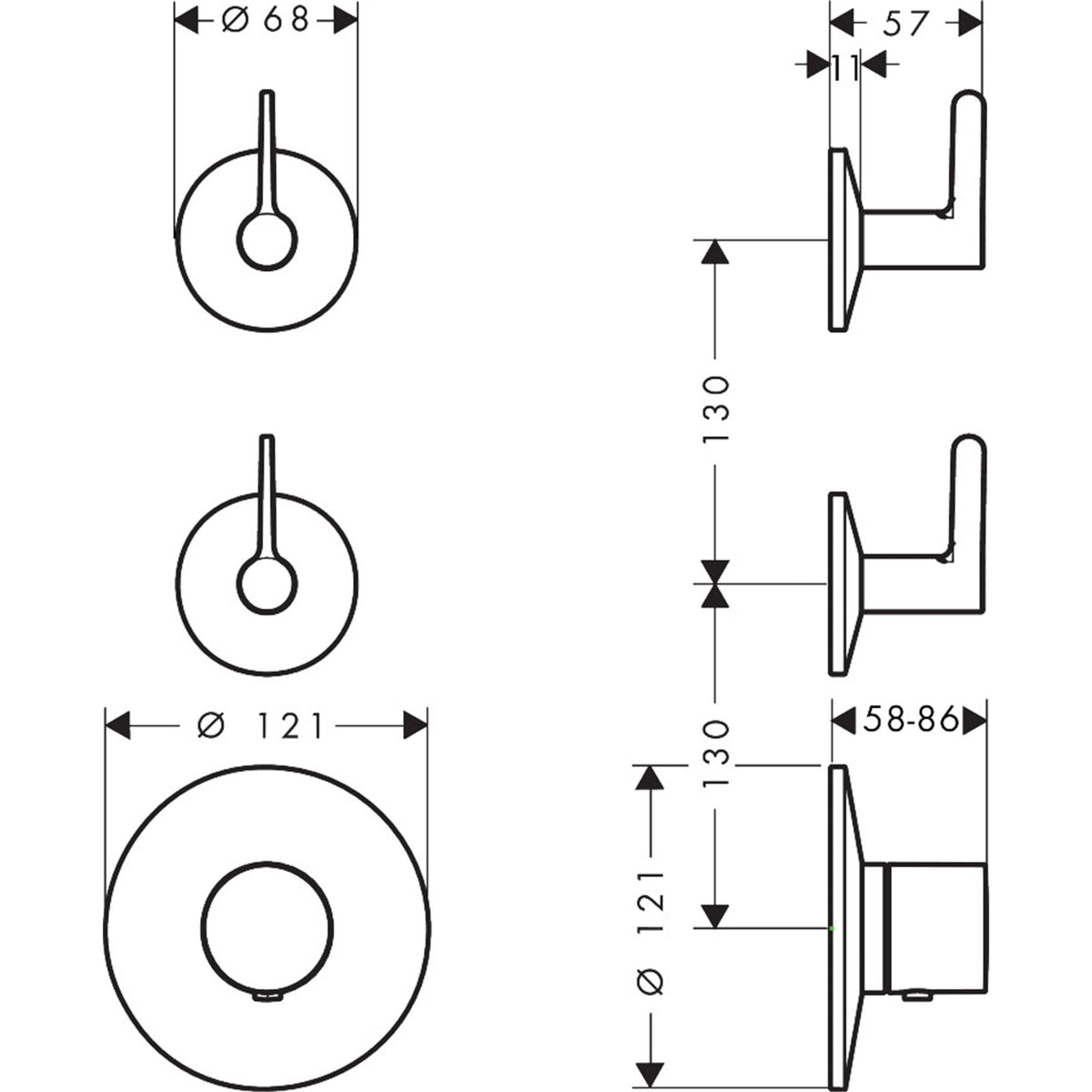 AXOR-One-Thermostatic-module-for-concealed-installation-for-2-functions-with-lever-handle-48722-technical-02