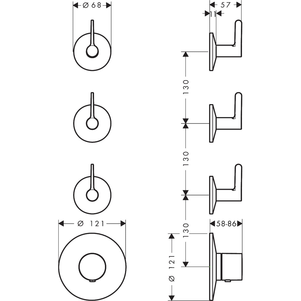 AXOR-One-Thermostatic-module-for-concealed-installation-for-3-functions-with-lever-handle-48723-technical-02