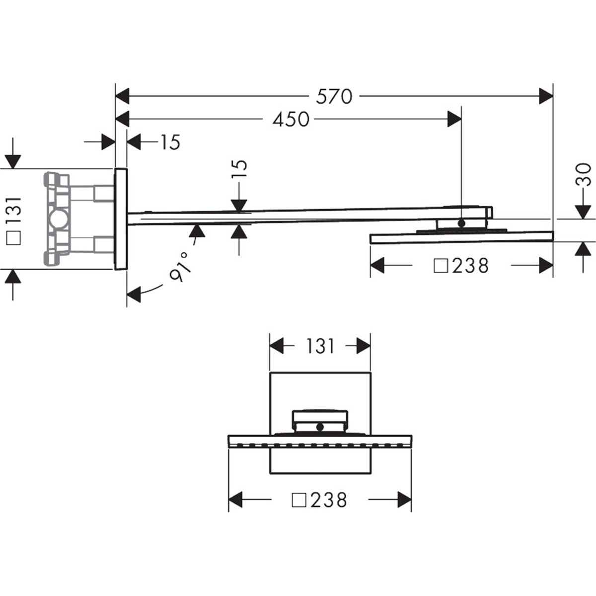 AXOR-ShowerSolutions-Overhead-shower-250-250-2jet-with-shower-arm-35310-technical-02