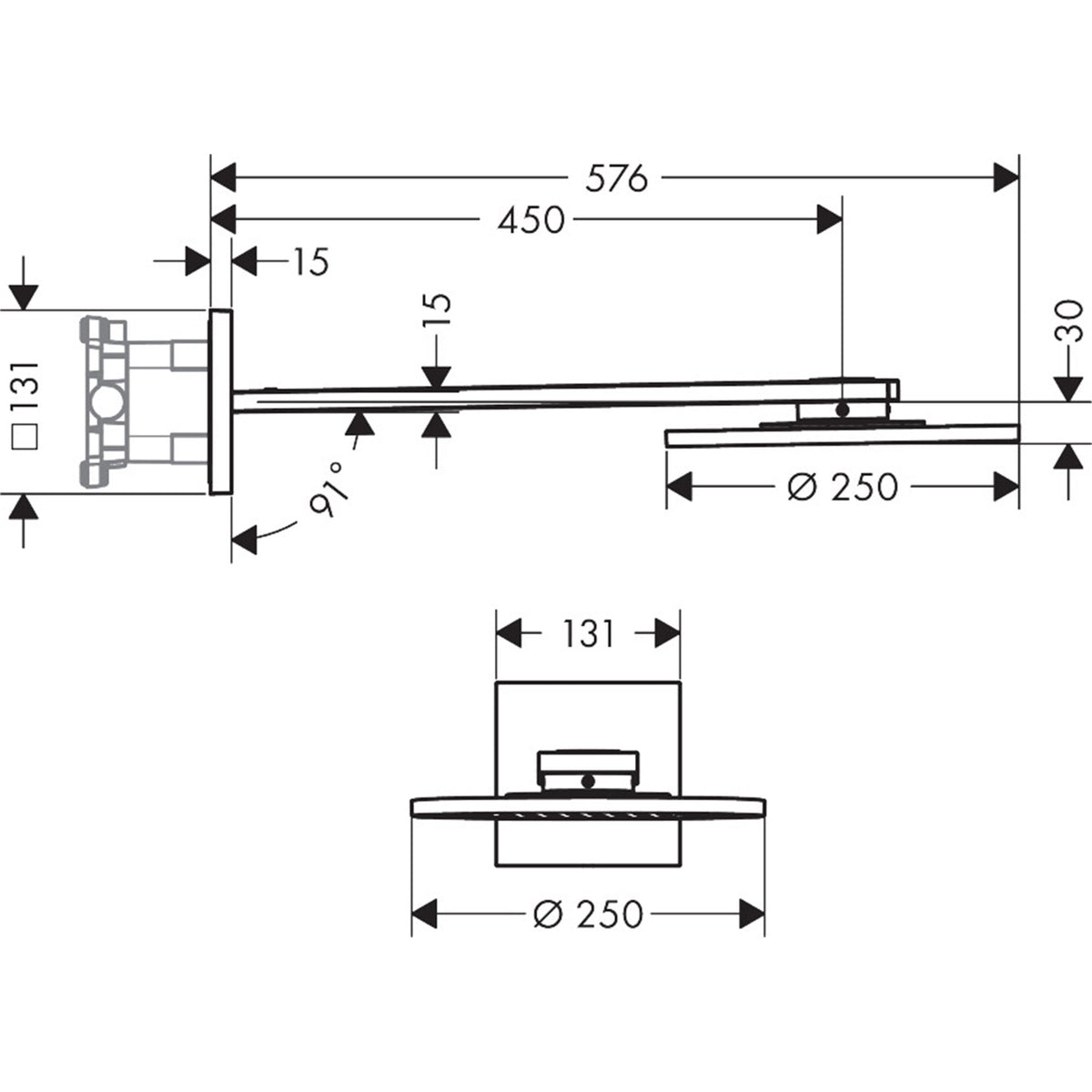 AXOR-ShowerSolutions-Overhead-shower-250-2jet-with-shower-arm-35296-technical-02