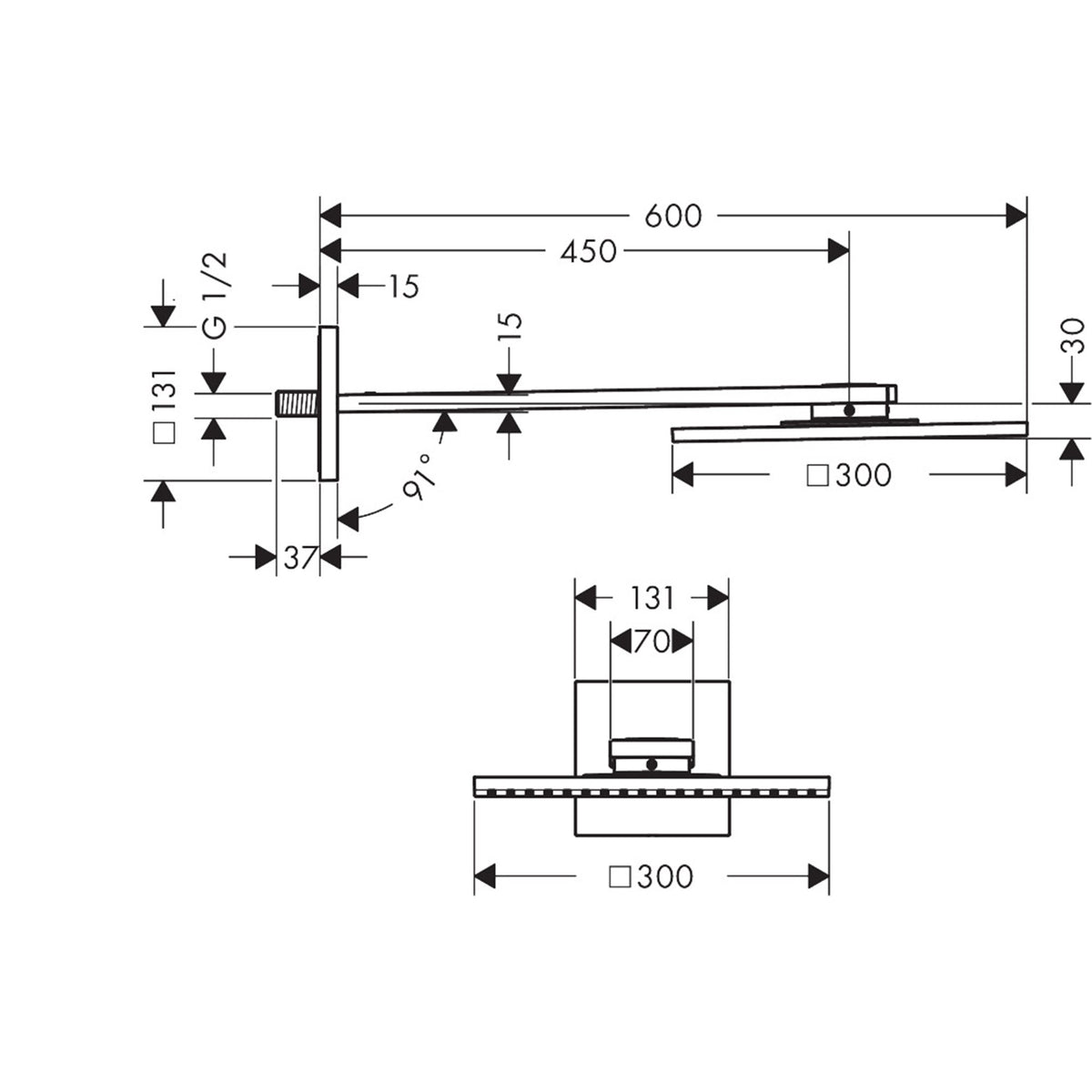AXOR-ShowerSolutions-Overhead-shower-300-300-1jet-with-shower-arm-35314-technical-02