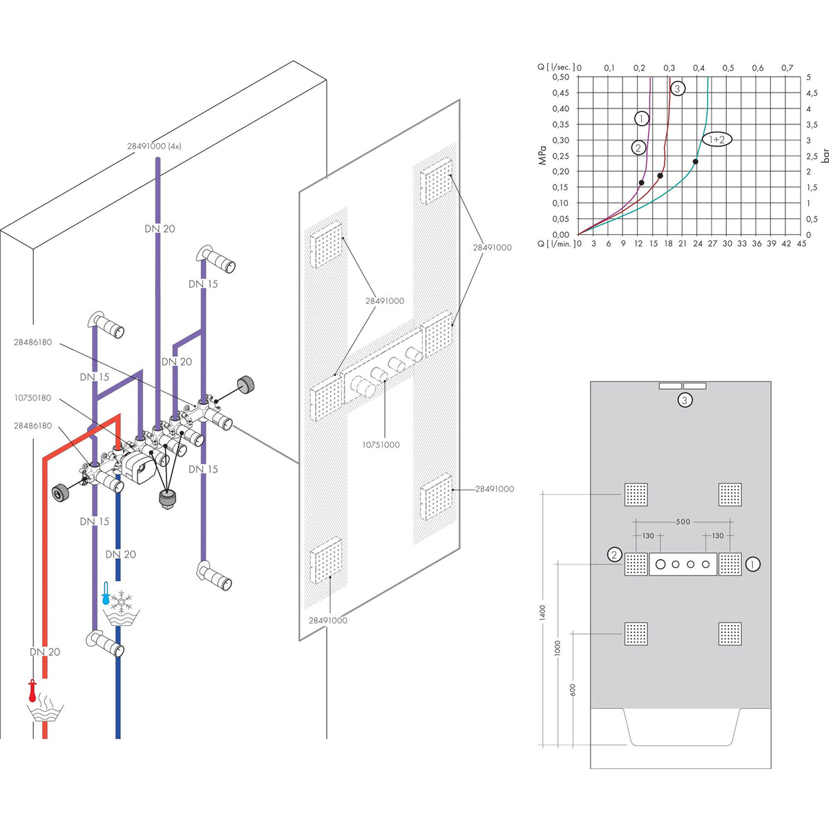 AXOR-ShowerSolutions-Shower-module-120-120-for-concealed-installation-square-28491-technical-07
