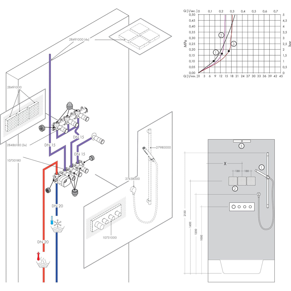 AXOR-ShowerSolutions-Shower-module-120-120-for-concealed-installation-square-28491-technical-09
