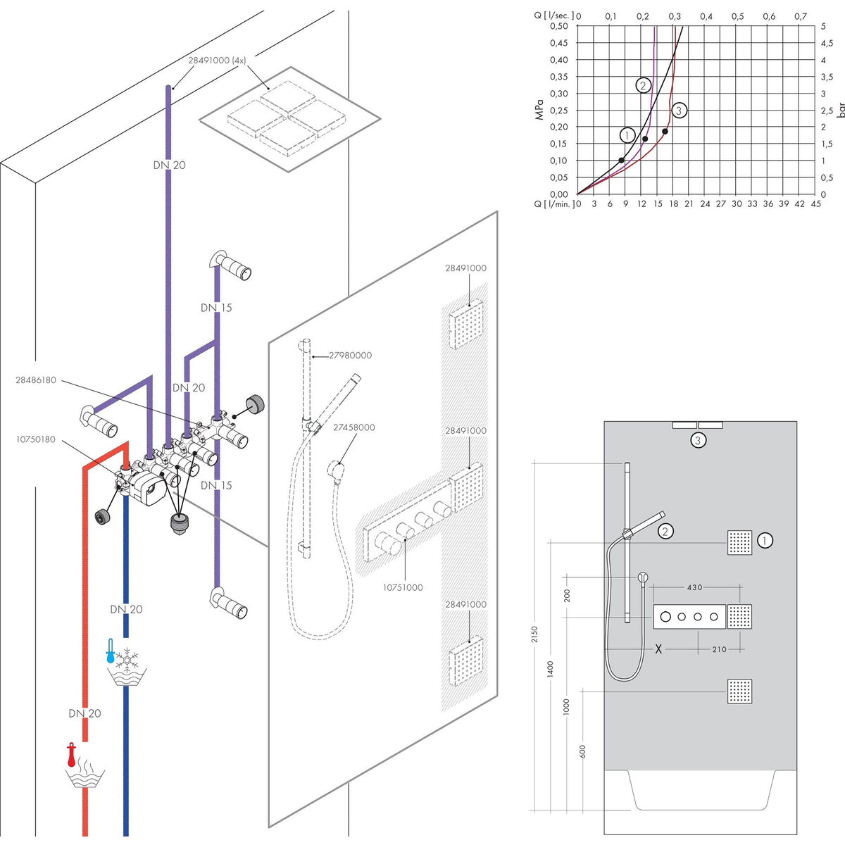 AXOR-ShowerSolutions-Shower-module-120-120-for-concealed-installation-square-28491-technical-10
