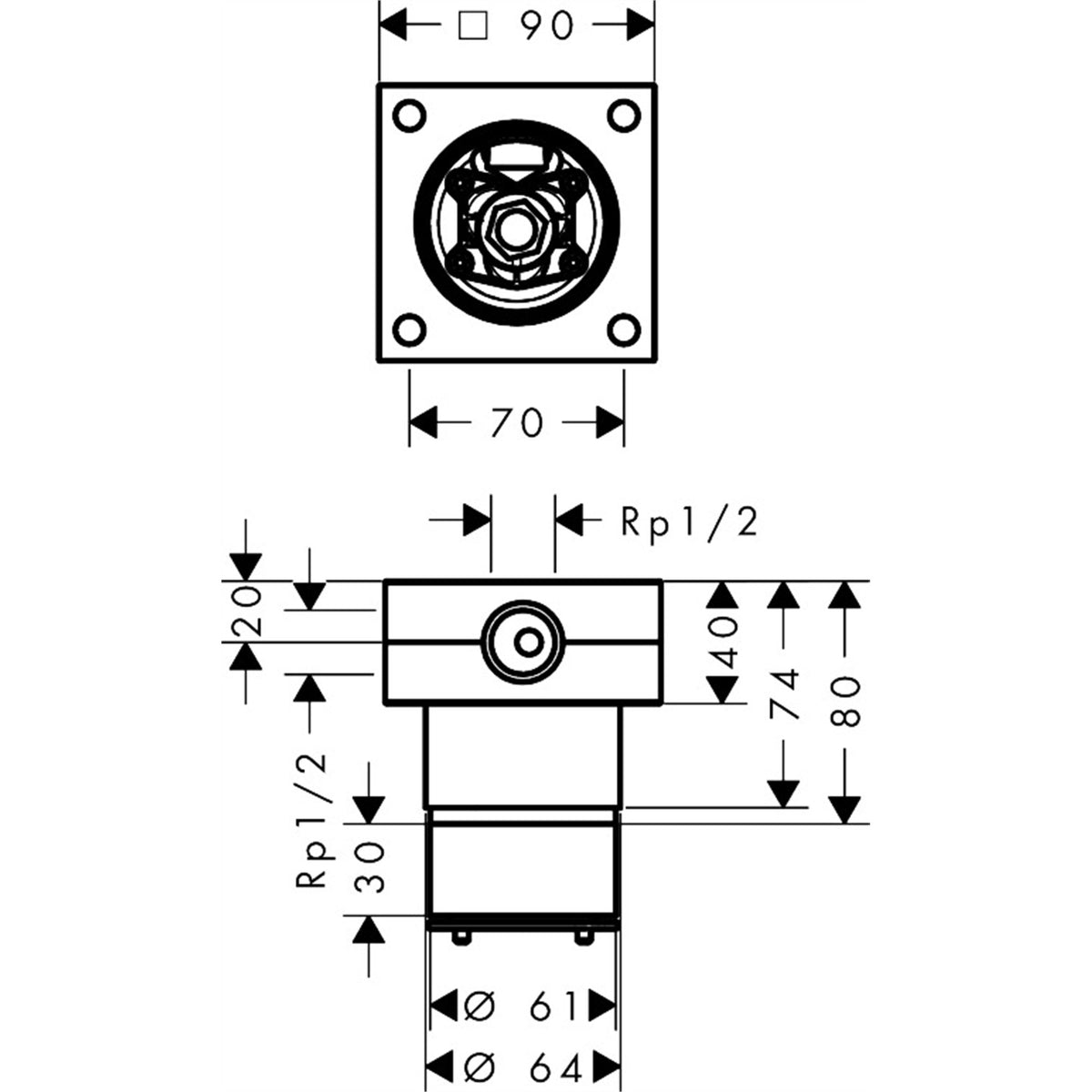 AXOR-ShowerSphere-Basic-set-for-overhead-shower-2jet-with-ceiling-connector-39766-technical-01