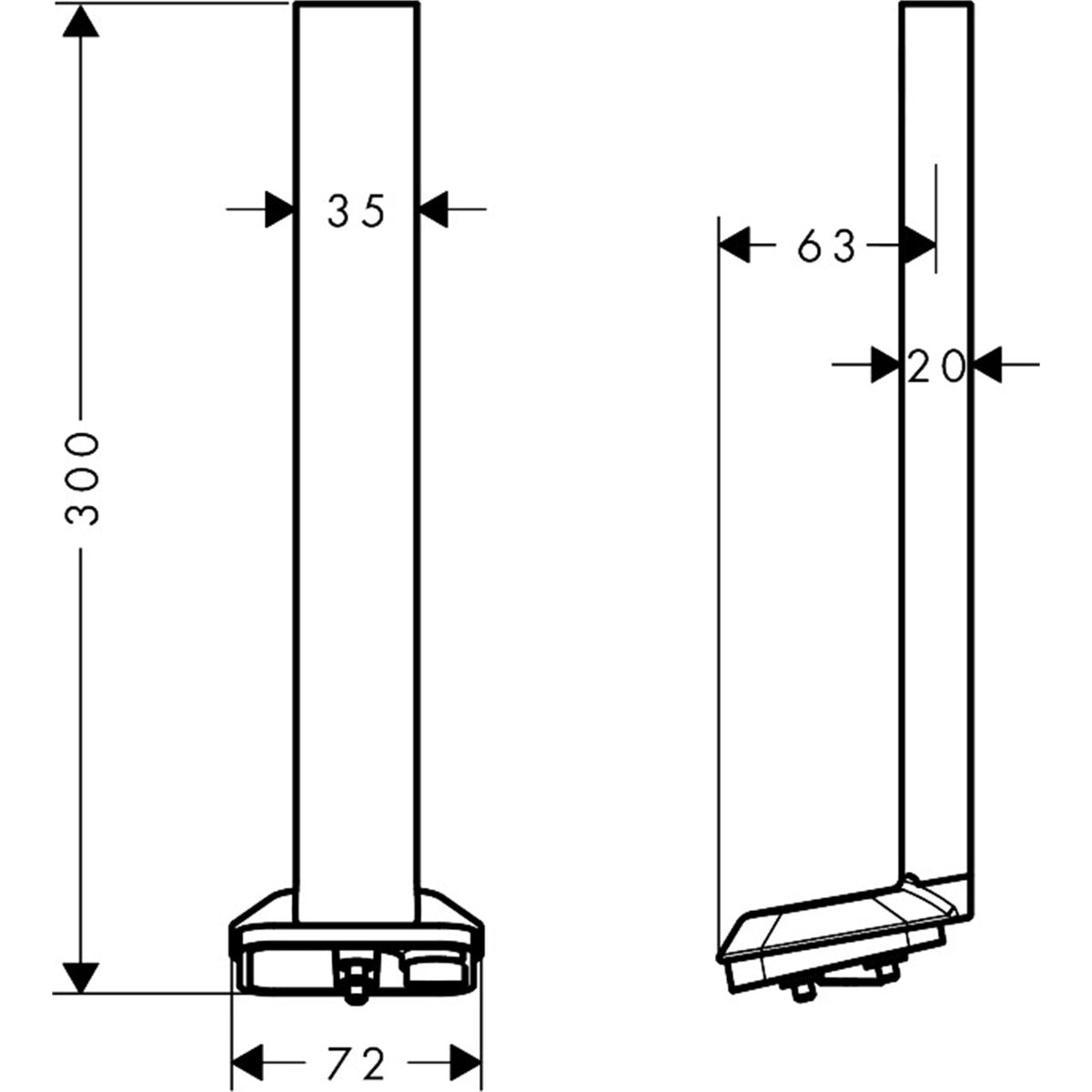 AXOR-ShowerSphere-Ceiling-connector-300-mm-for-overhead-shower-1jet-39767-technical-01