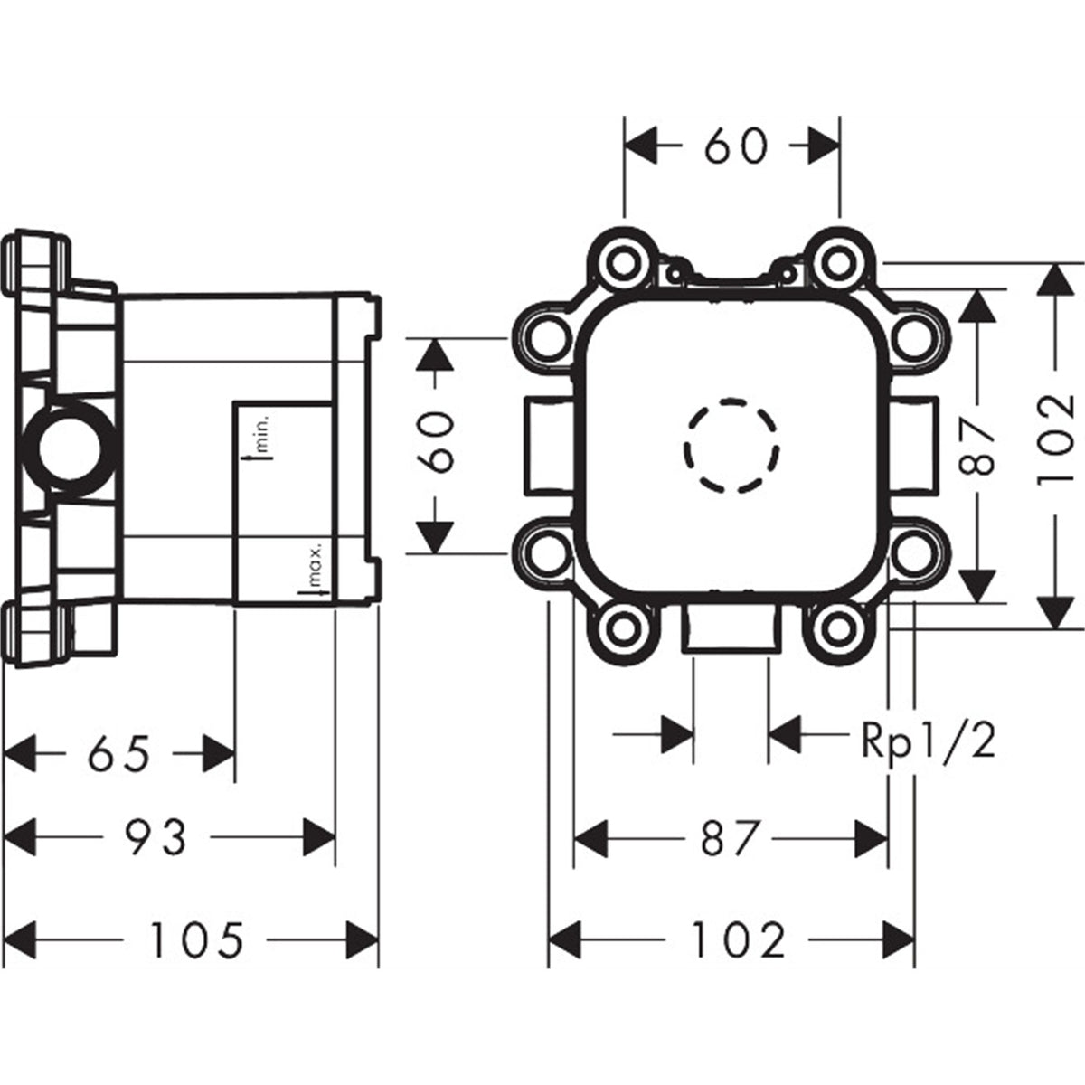 AXOR-Showers-Front-Basic-set-for-LampShower-275-1jet-with-shower-arm-and-overhead-shower-240-2jet-with-shower-arm-26909-technical-01