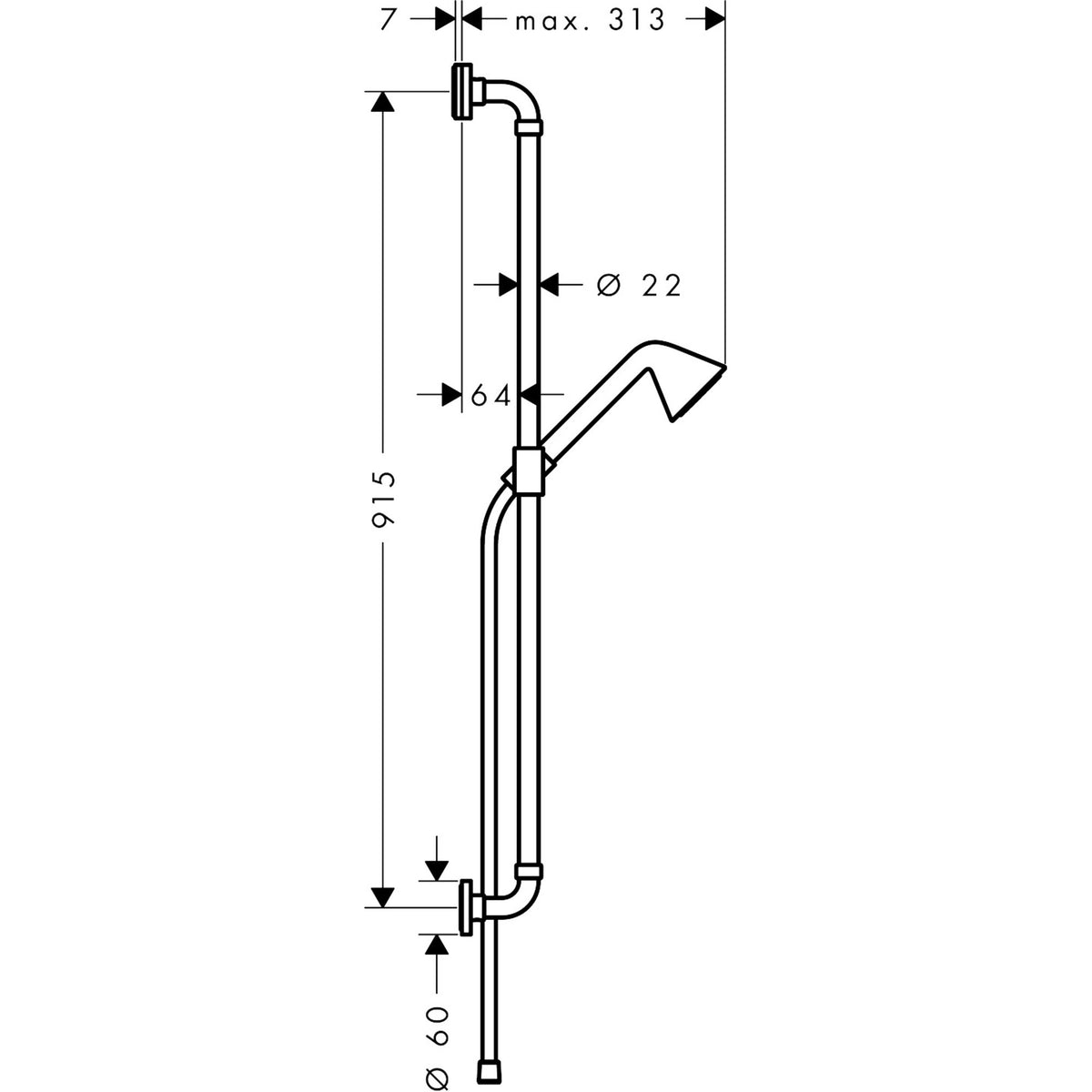 AXOR-Showers-Front-Shower-set-0-90-m-with-hand-shower-85-1jet-EcoSmart-26023-technical-01