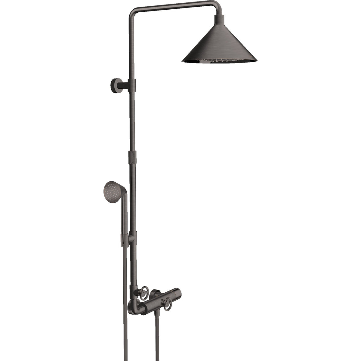 AXOR-Showers-Front-Showerpipe-with-thermostat-and-overhead-shower-240-2jet-Brushed-Black-Chrome-26020340