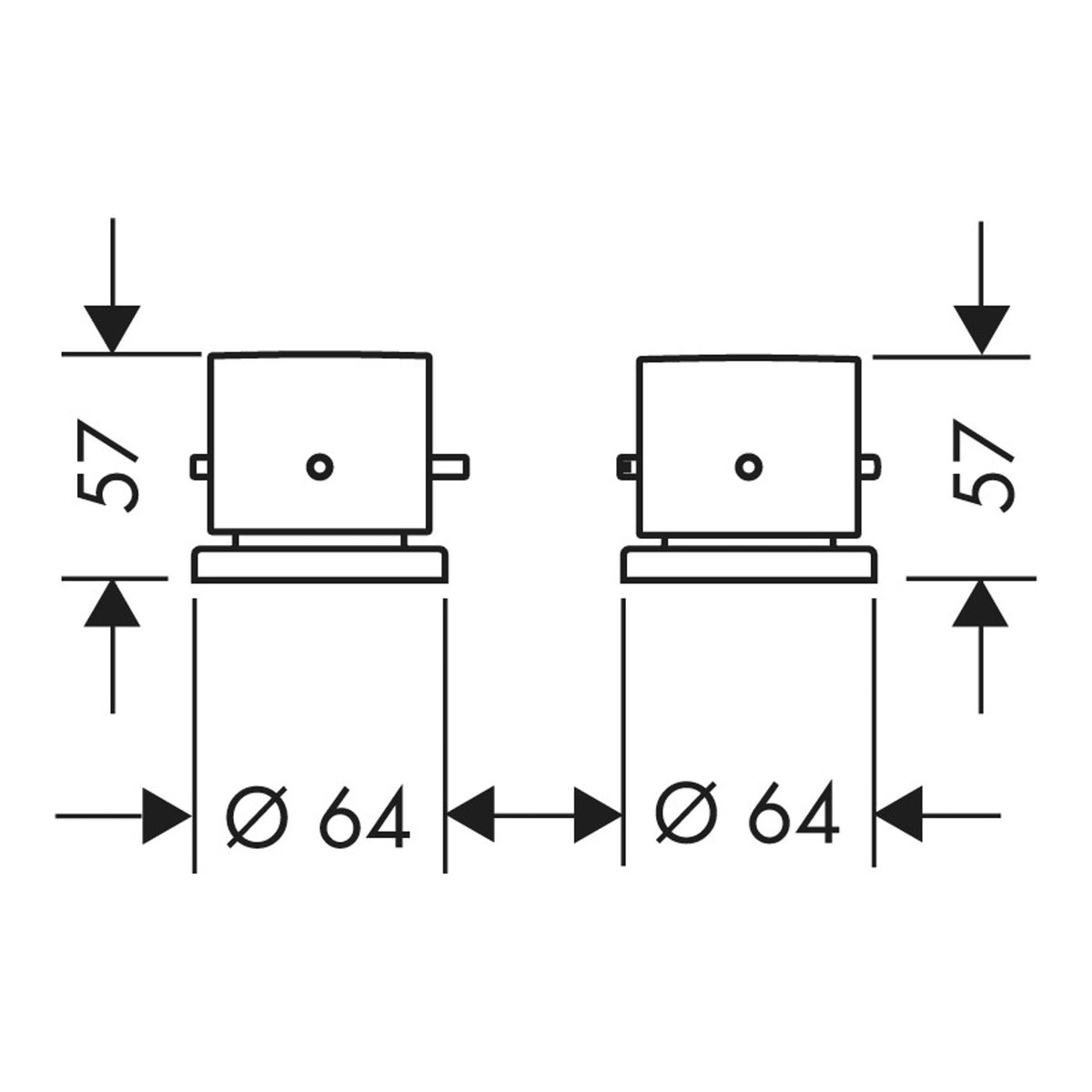 AXOR Starck 2-hole rim mounted thermostatic bath mixer with zero handles Scale drawing / שרטוט מידות