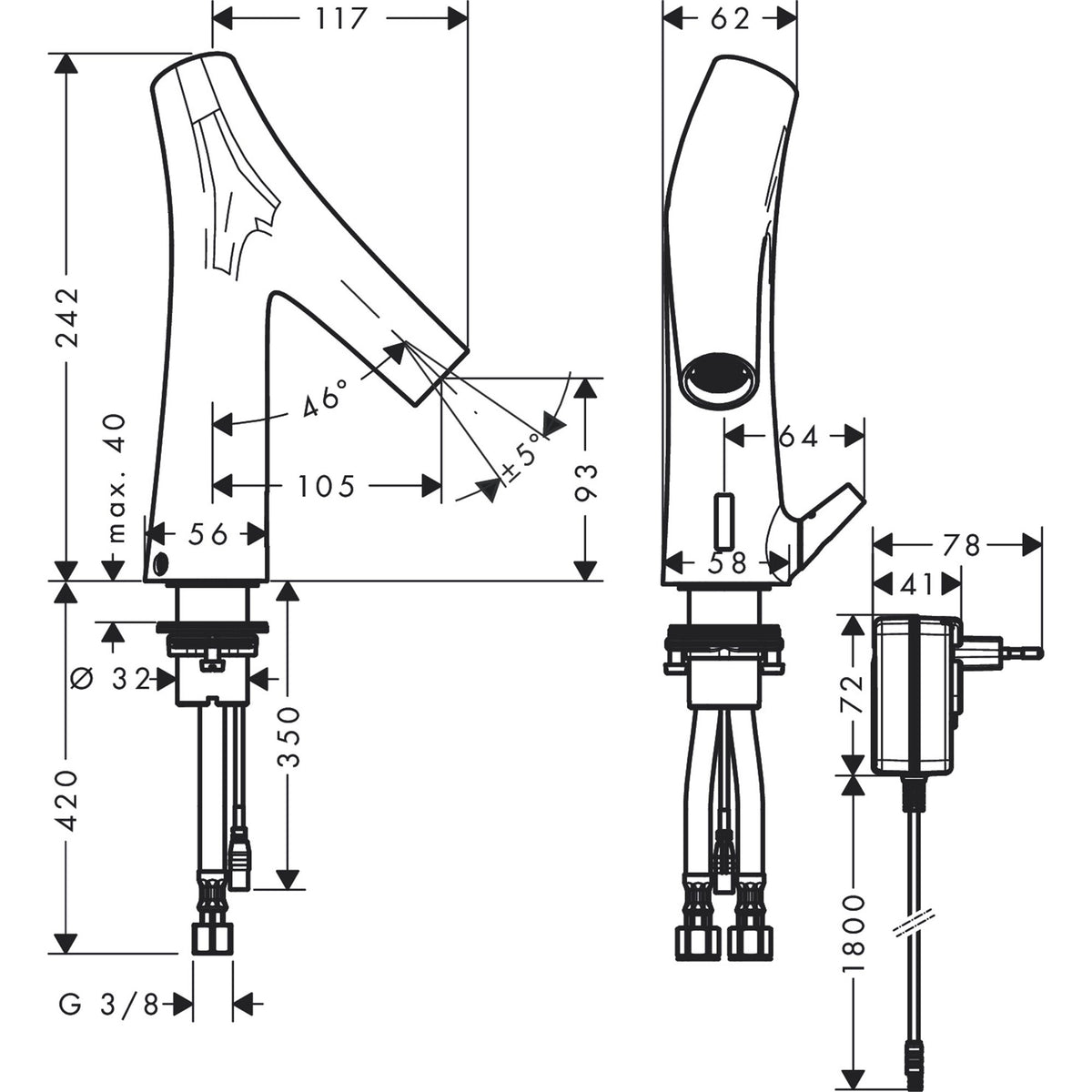 AXOR-Starck-Organic-Electronic-basin-mixer-with-temperature-control-with-mains-connection-230-V-12173-technical-02