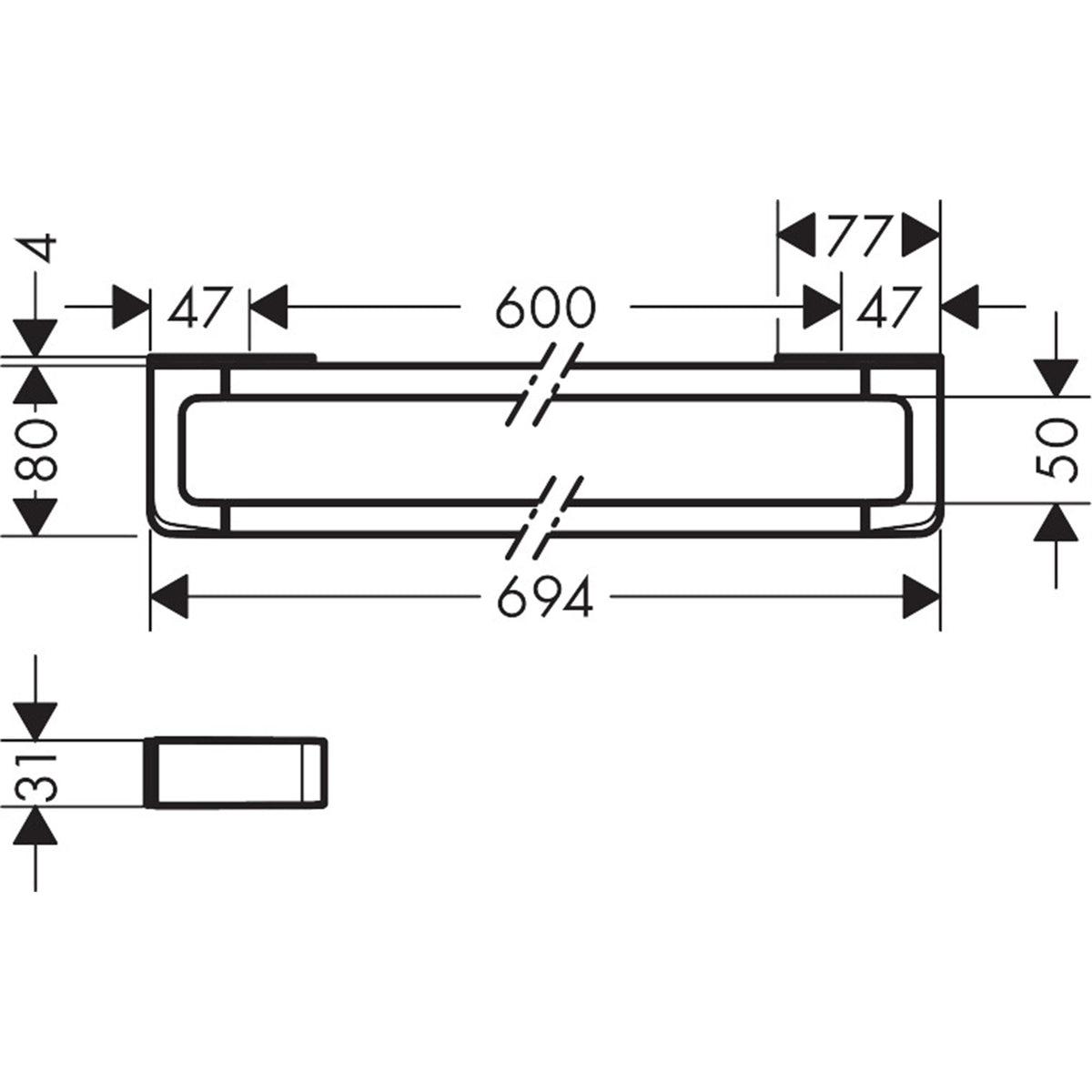 AXOR-Universal-Softsquare-Rail-bath-towel-holder-600-mm-42832-technical-01