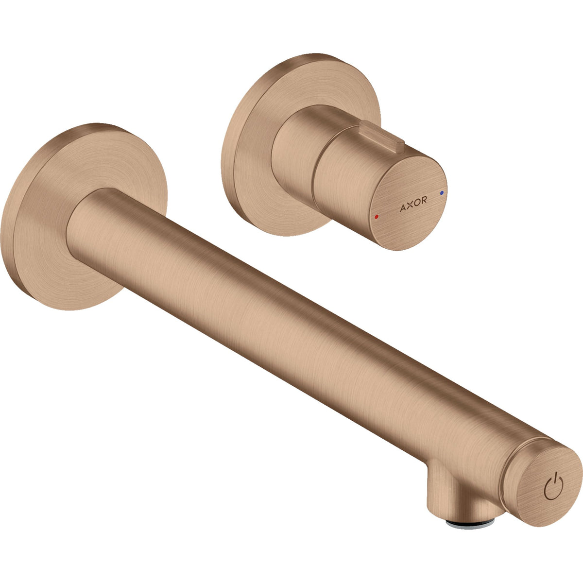 AXOR-Uno-Basin-mixer-for-concealed-installation-wall-mounted-Select-with-spout-221-mm-Brushed-Red-Gold-45113310