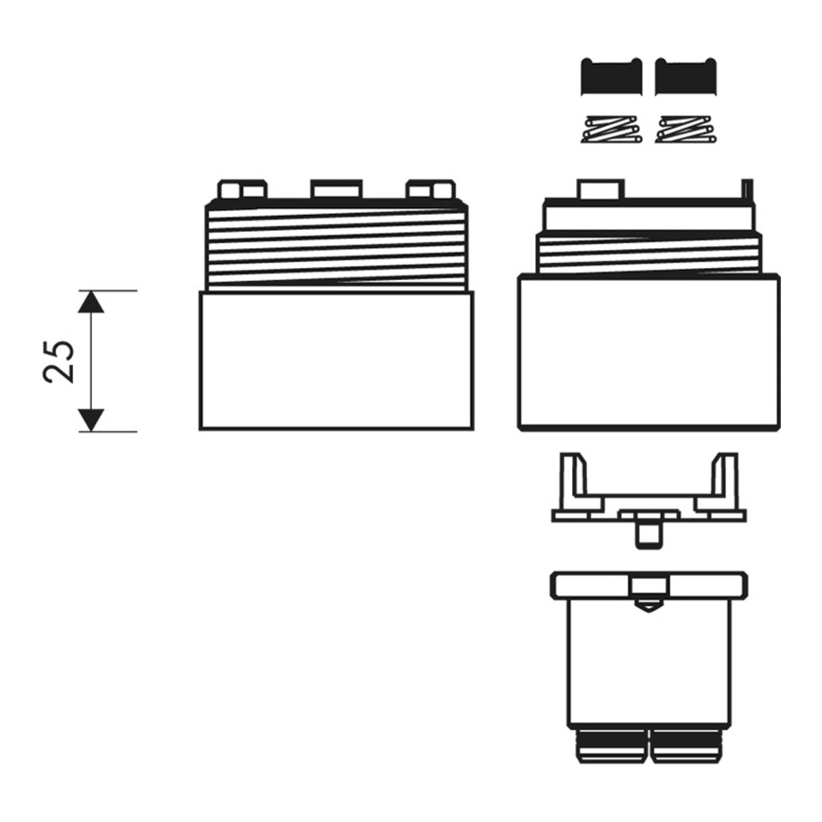 AXOR Uno Extension set 25 mm Scale drawing / שרטוט מידות