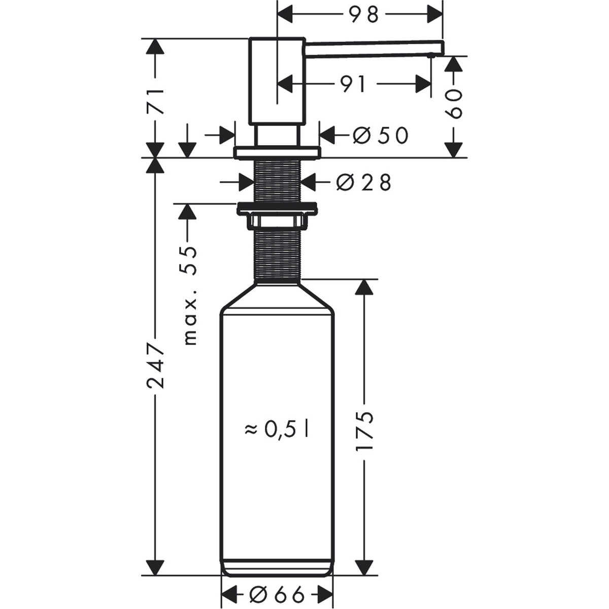 AXOR-Uno-Liquid-soap-dispenser-washing-up-liquid-dispenser-42818-technical-01