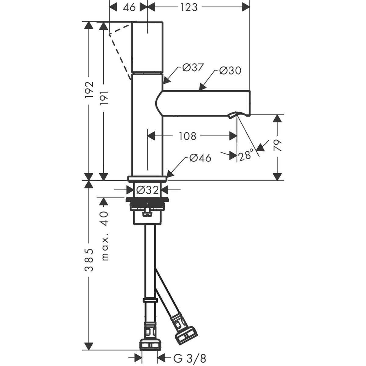 AXOR-Uno-Single-lever-basin-mixer-80-with-zero-handle-and-waste-set-45005-technical-02